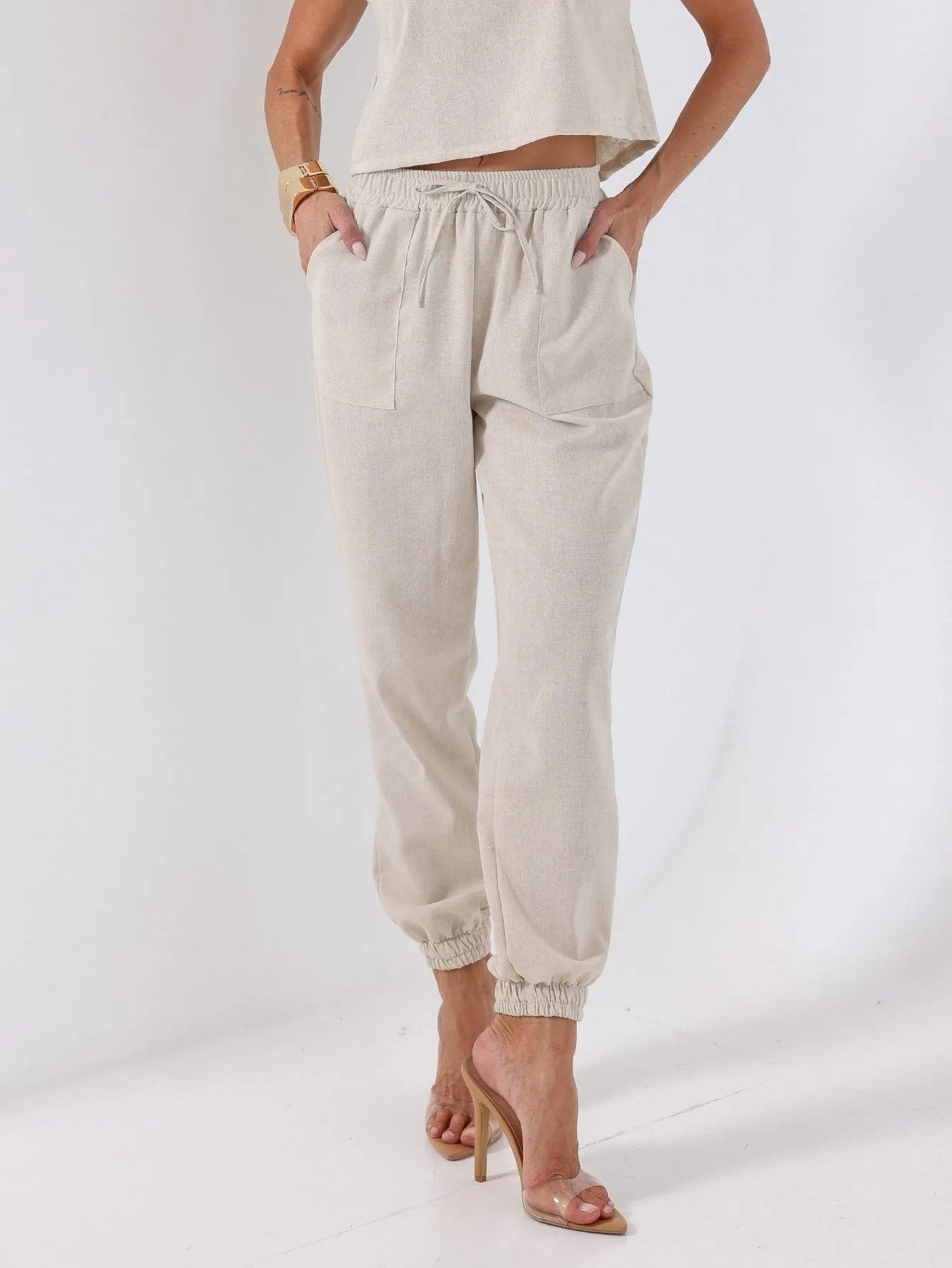Calça Jogger Linho Cintura Confortável