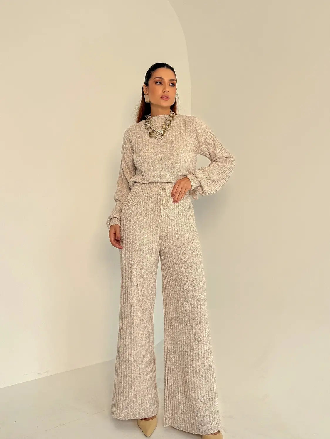 Conjunto Tricot Mousse Calça Reta