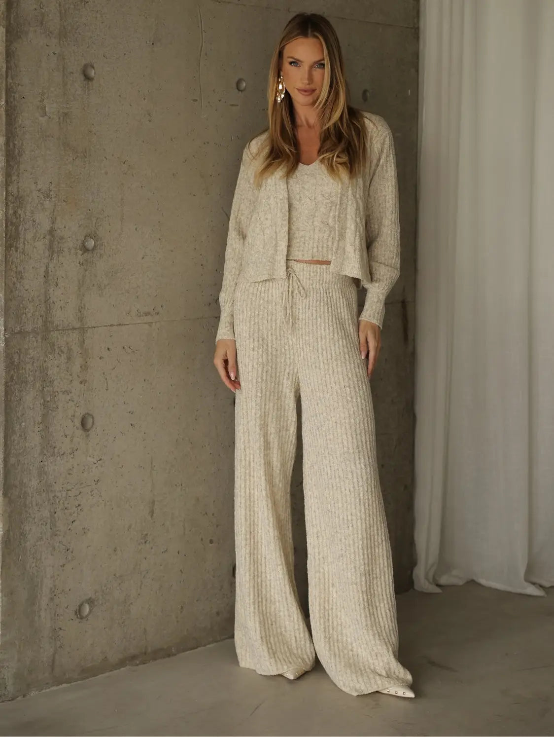 Conjunto Tricot Modal Cardigan Regata Calça