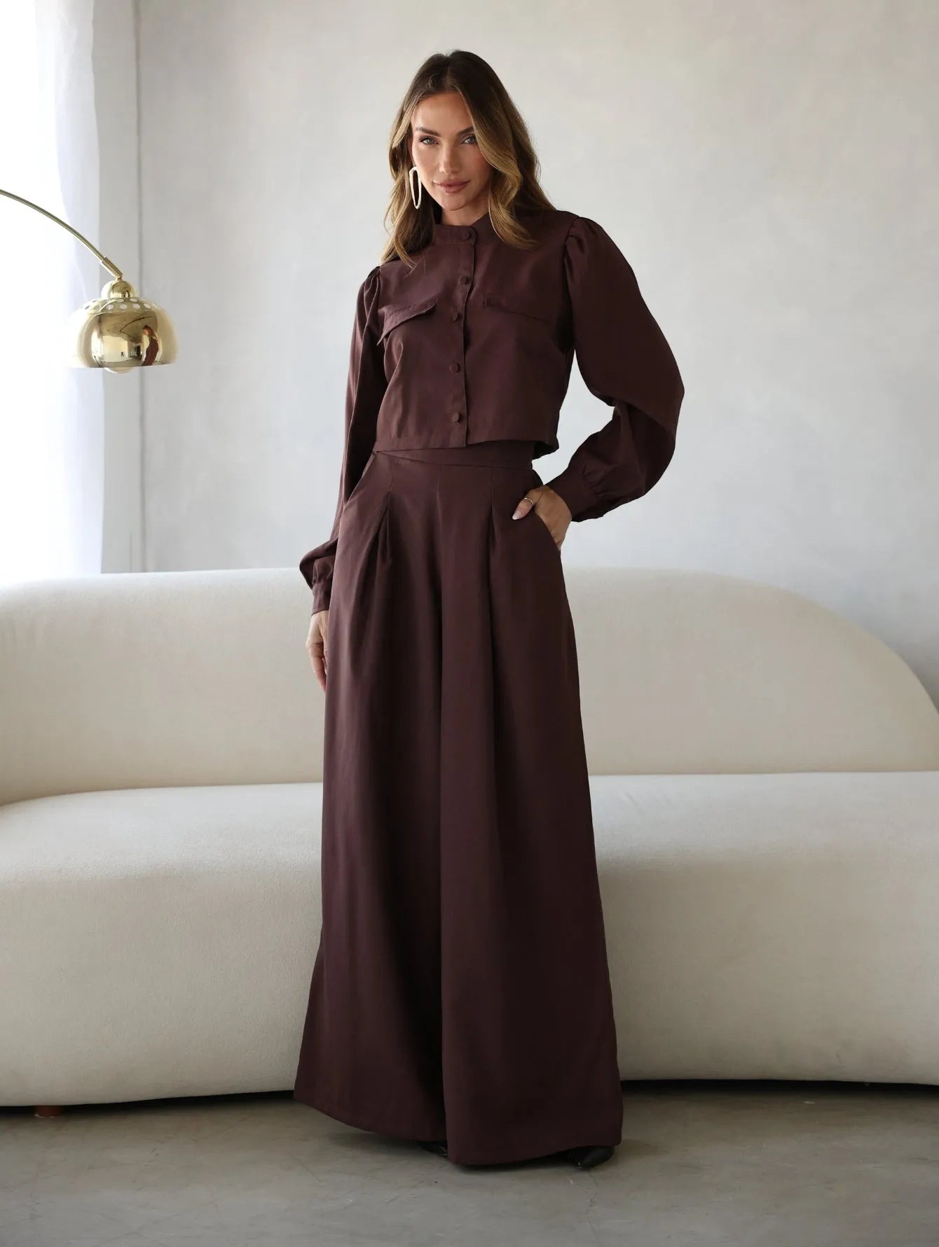 Conjunto Alfaiataria Pantalona Camisa Cropped