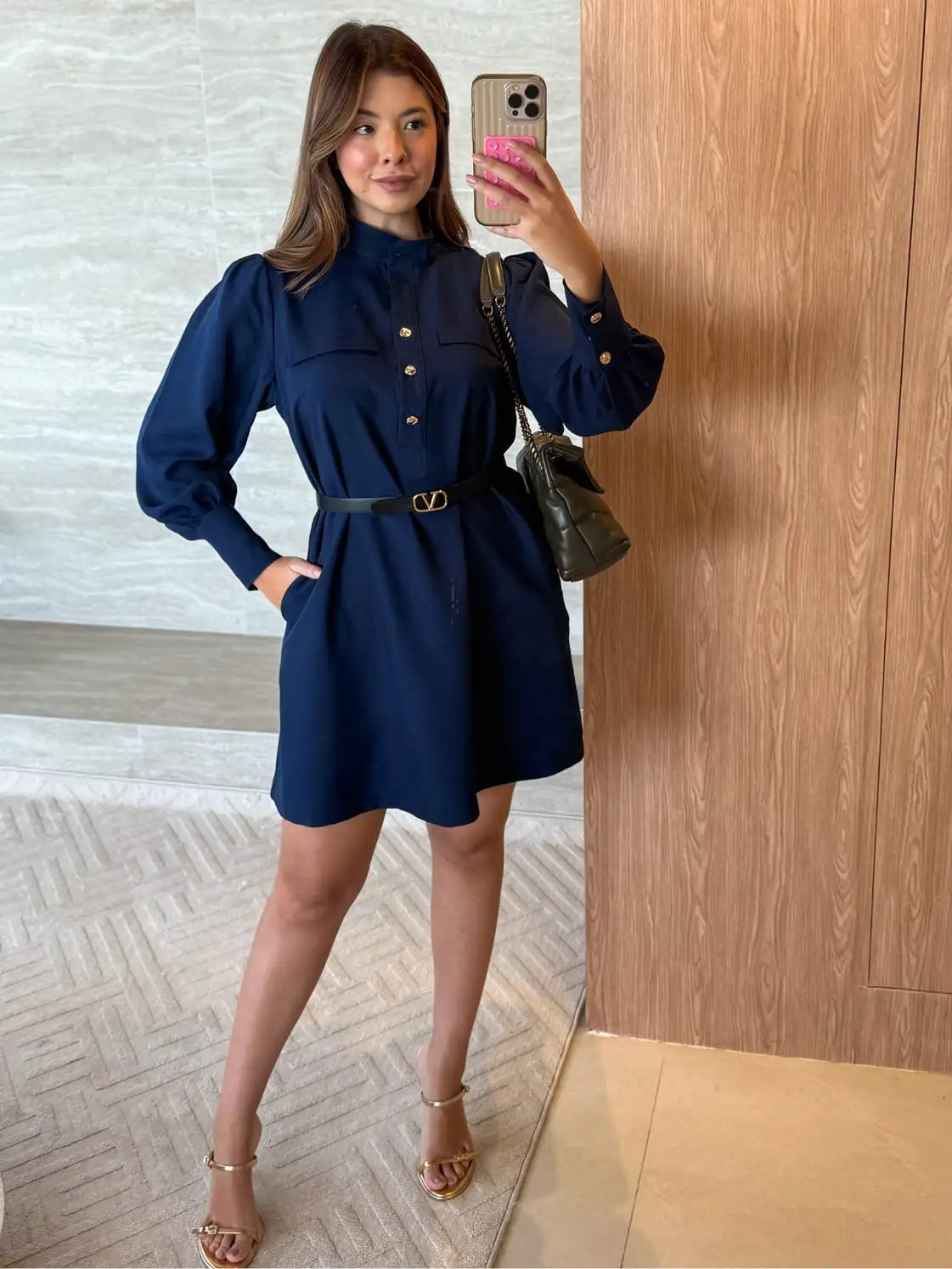 Vestido Alfaiataria Manga Longa Bufante