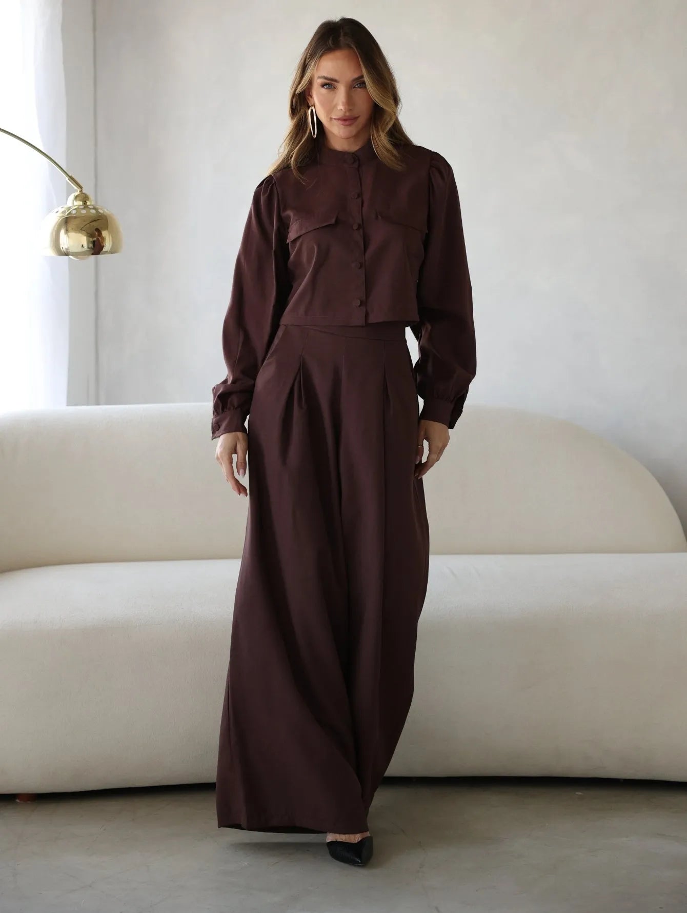 Conjunto Alfaiataria Pantalona Camisa Cropped