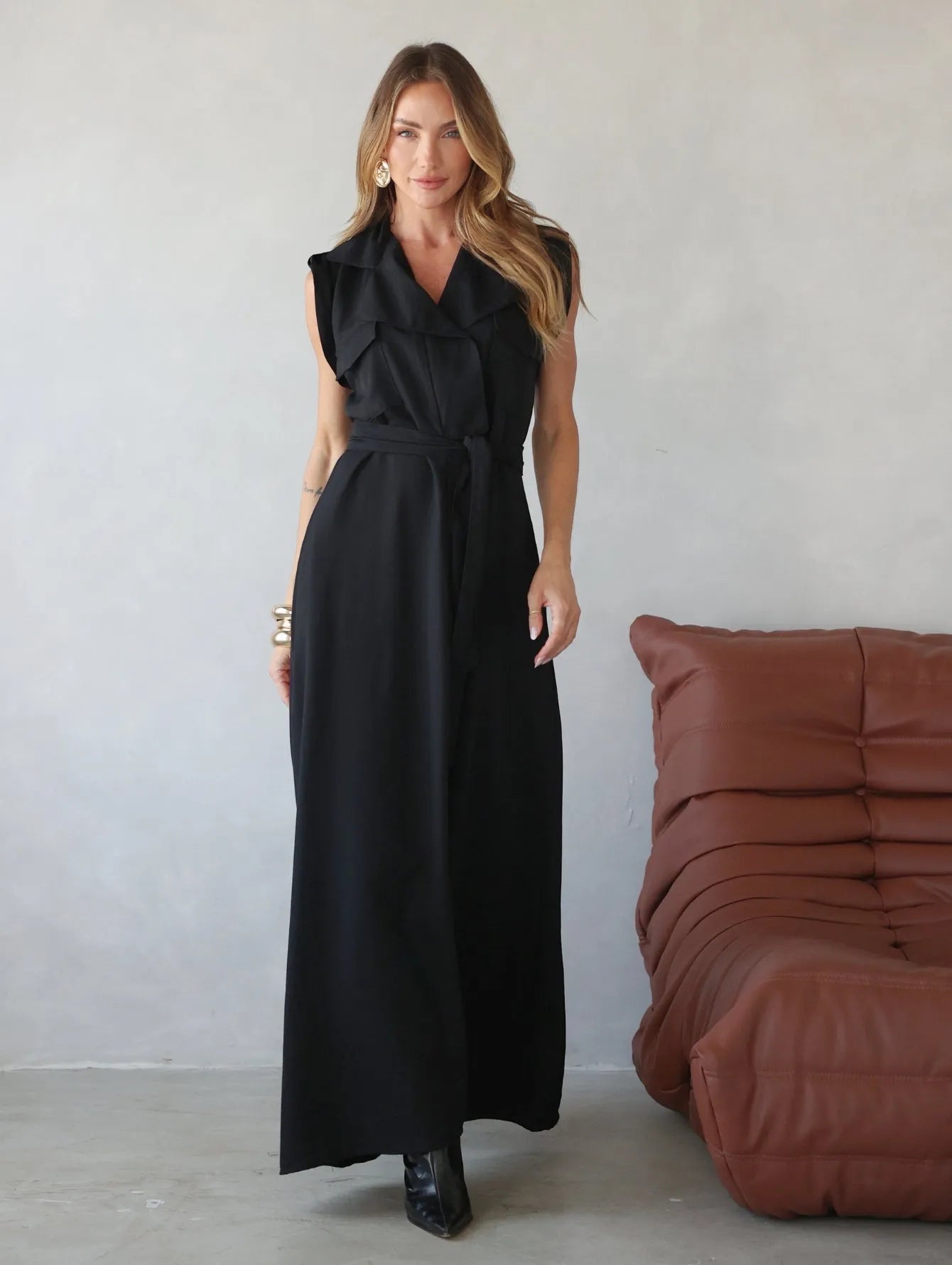 Vestido Longo Alfaiataria Viscose