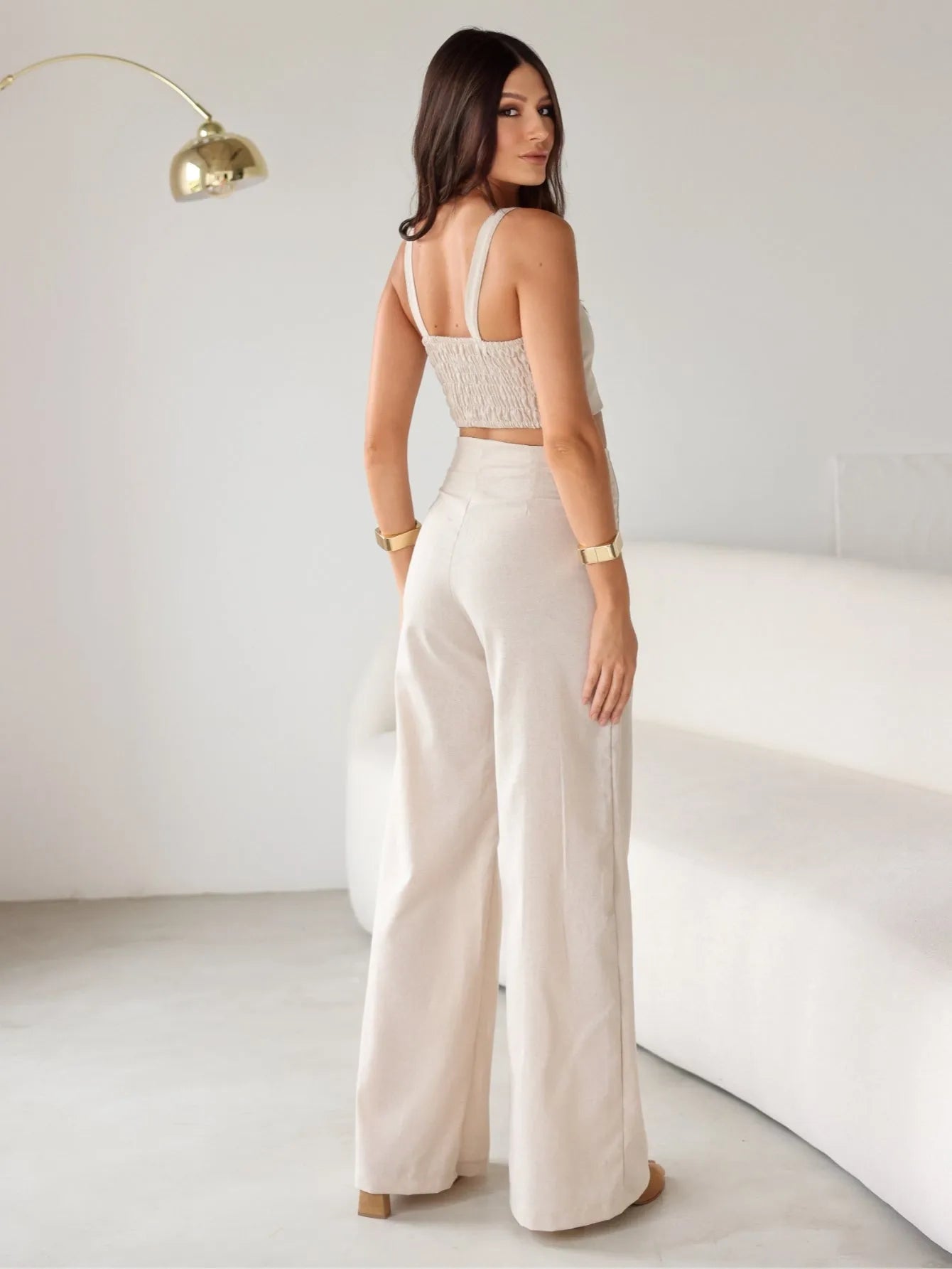 Conjunto Linho Wide Leg Cropped Alças