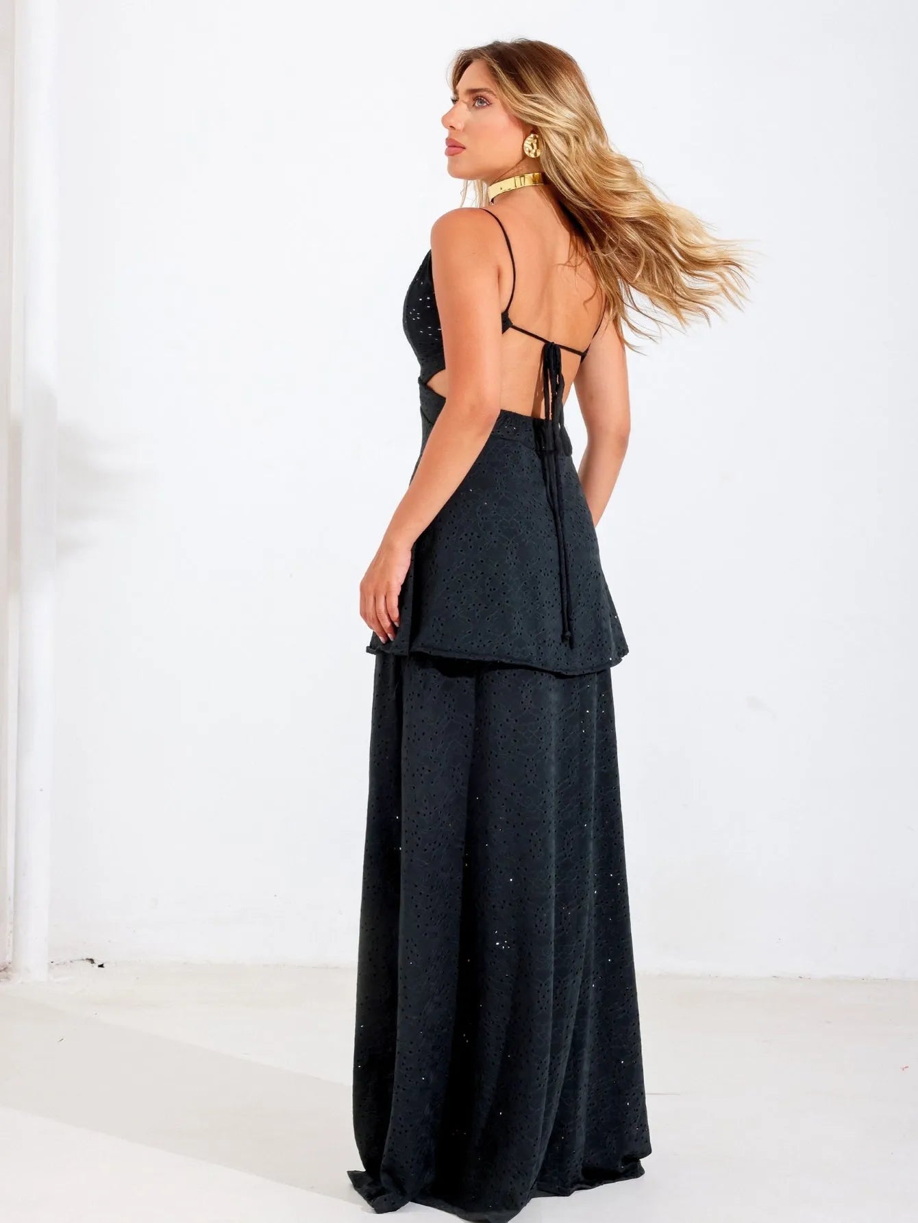 Vestido Longo Malha Laise Decote V