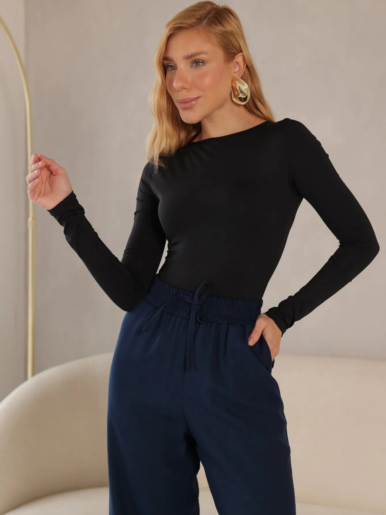 Body Poliamida Manga Longa Decote