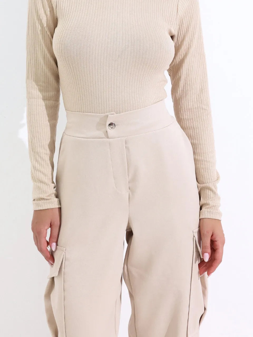 Calça Cargo Alfaiataria Cintura Média