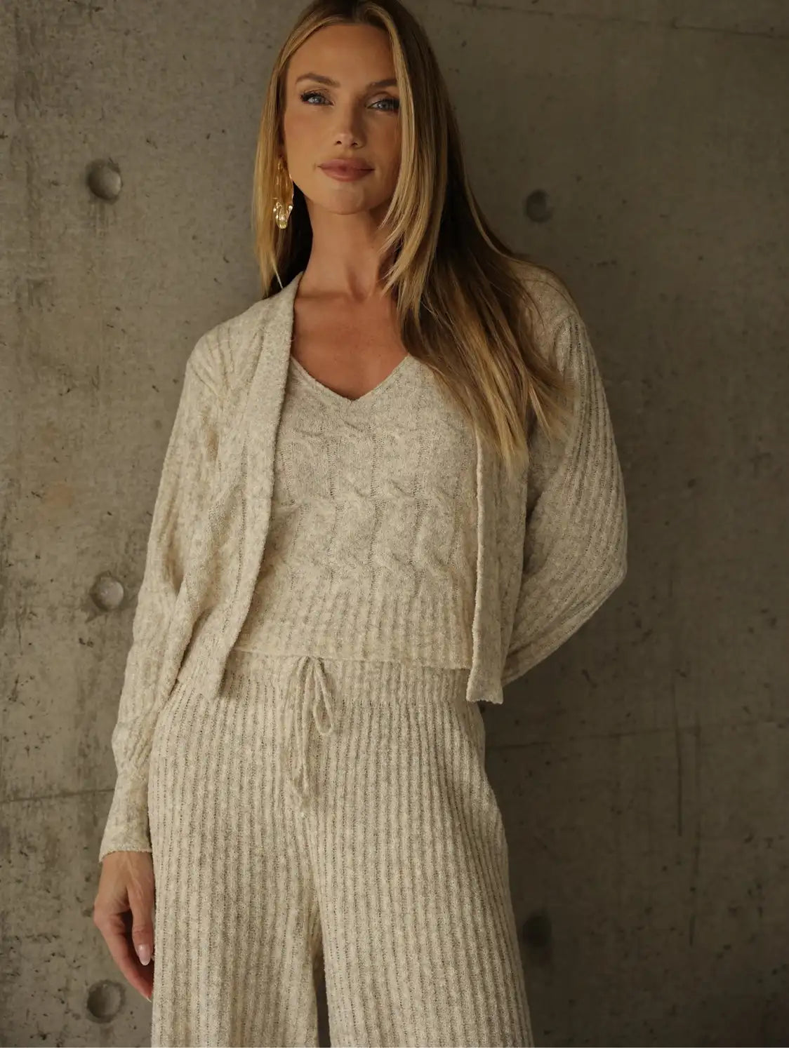 Conjunto Tricot Modal Cardigan Regata Calça