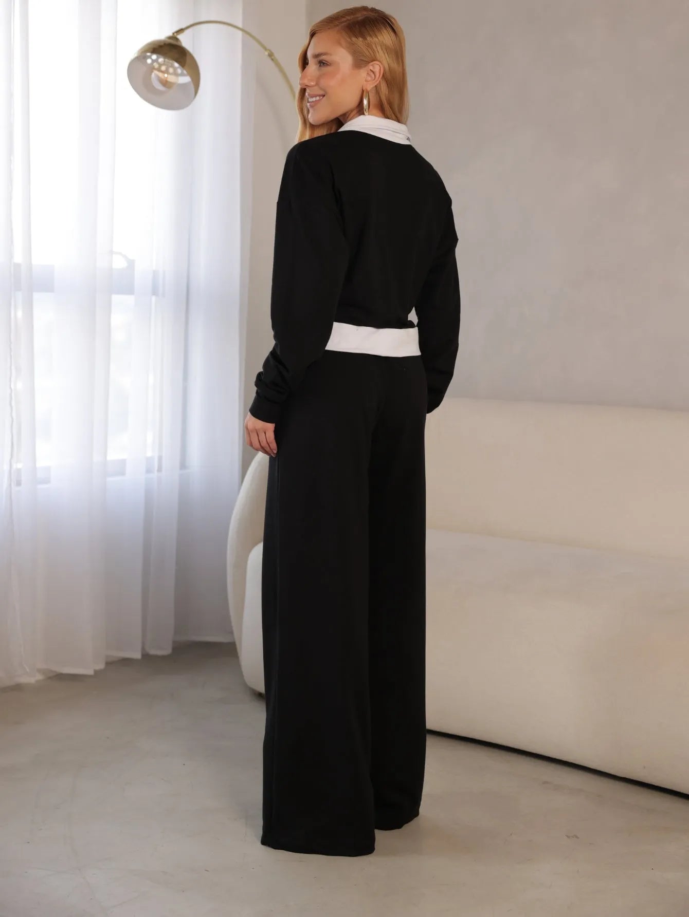 Conjunto Moletinho Cropped Polo Wide Leg
