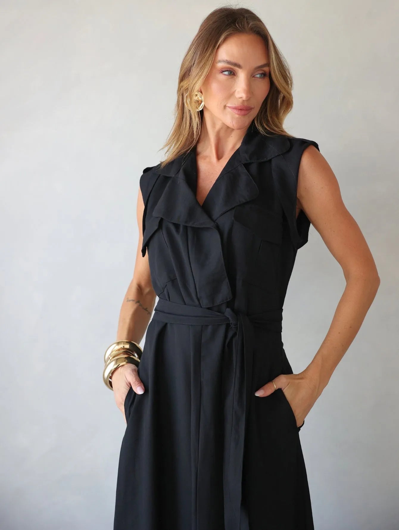 Vestido Longo Alfaiataria Viscose