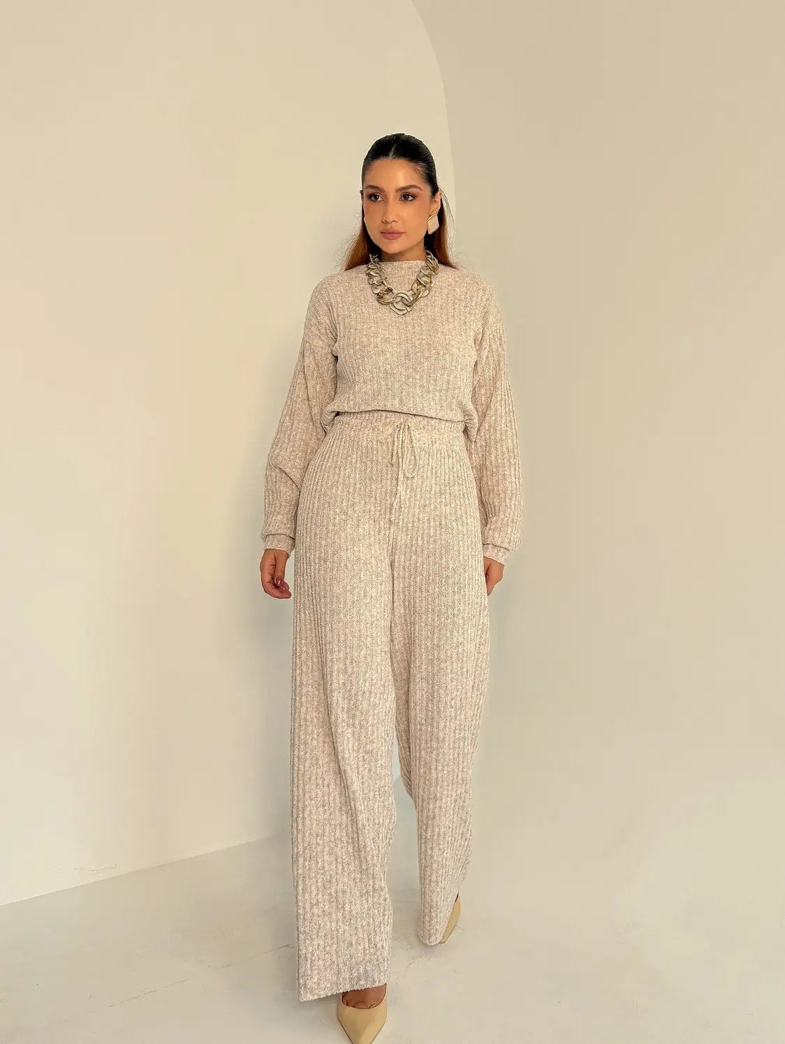 Conjunto Tricot Mousse Calça Reta
