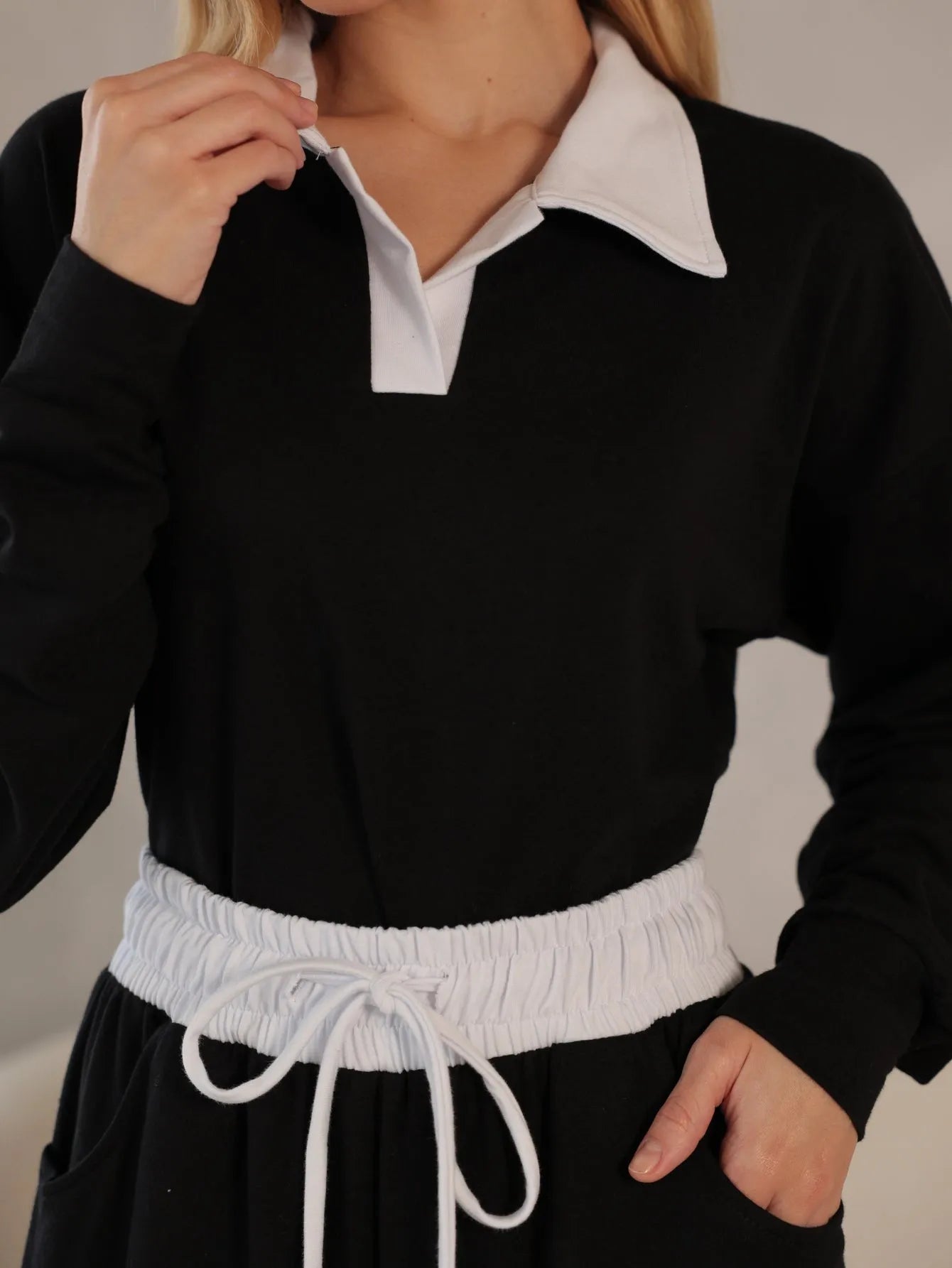 Conjunto Moletinho Cropped Polo Wide Leg