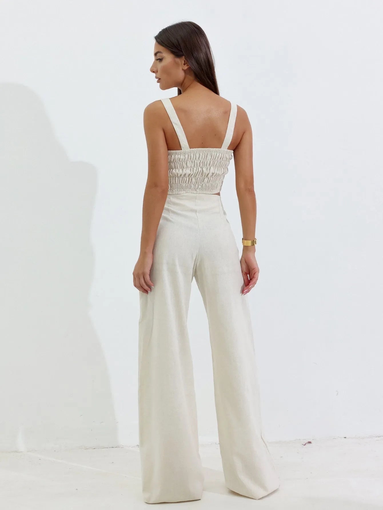 Conjunto Linho Wide Leg Cropped Alças