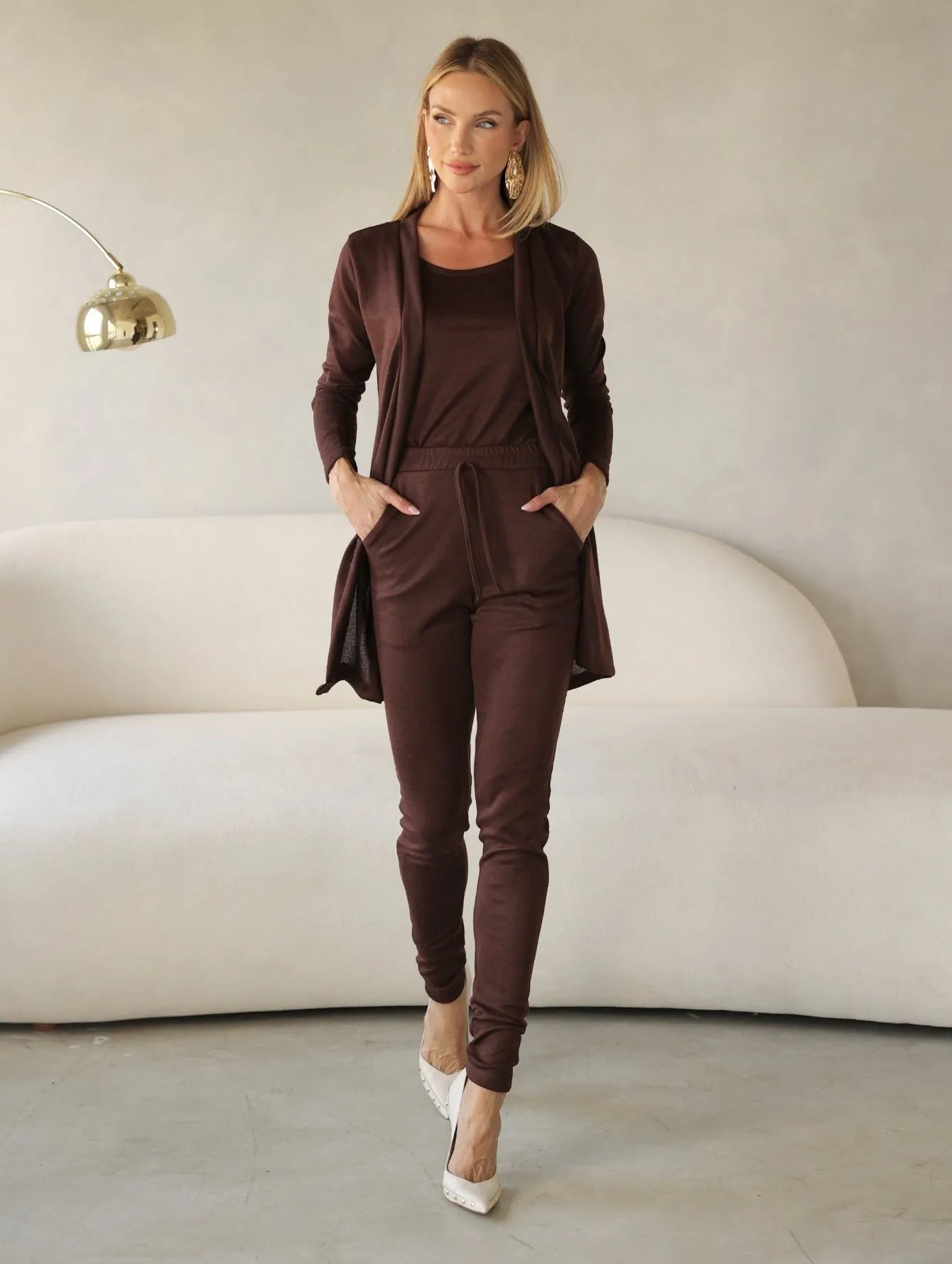 Conjunto Lanzinha Cardigan Regata Calça Slim