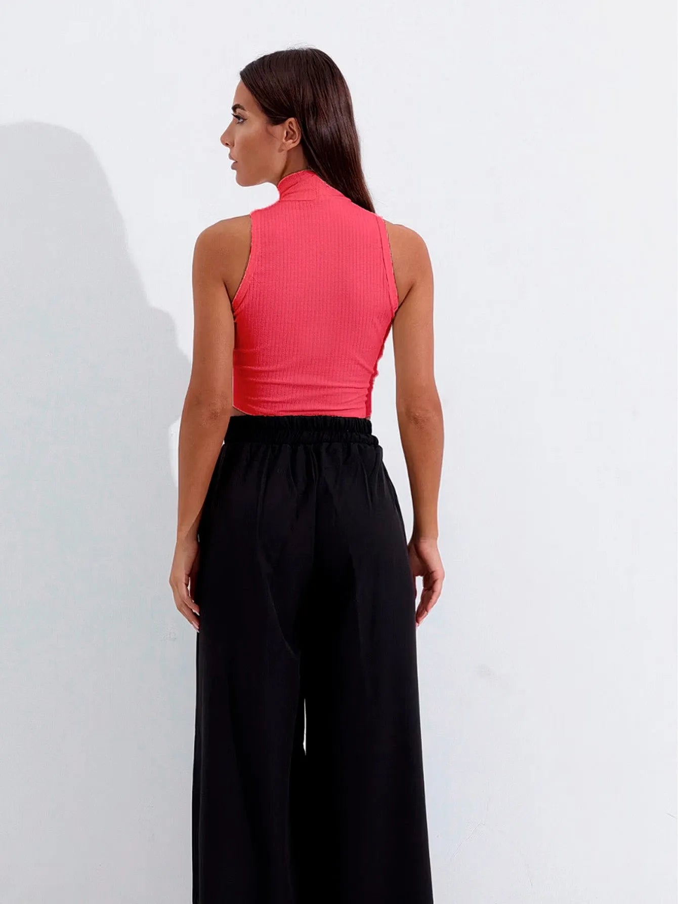 Cropped Regata Canelado Gola Alta