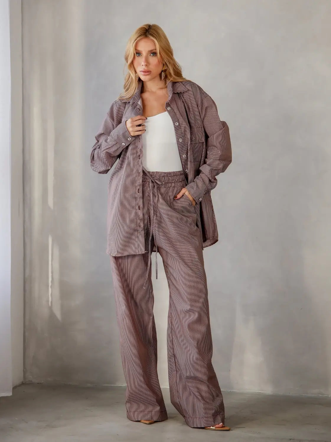 Conjunto Tricoline Camisa Oversized Calça