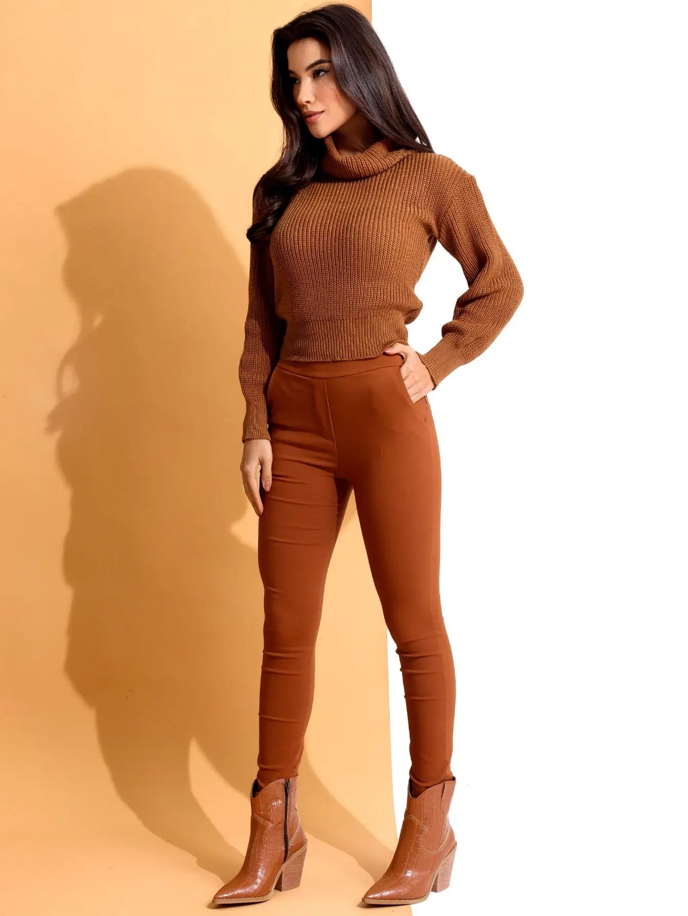 Calça Skinny Bengaline Cintura Alta