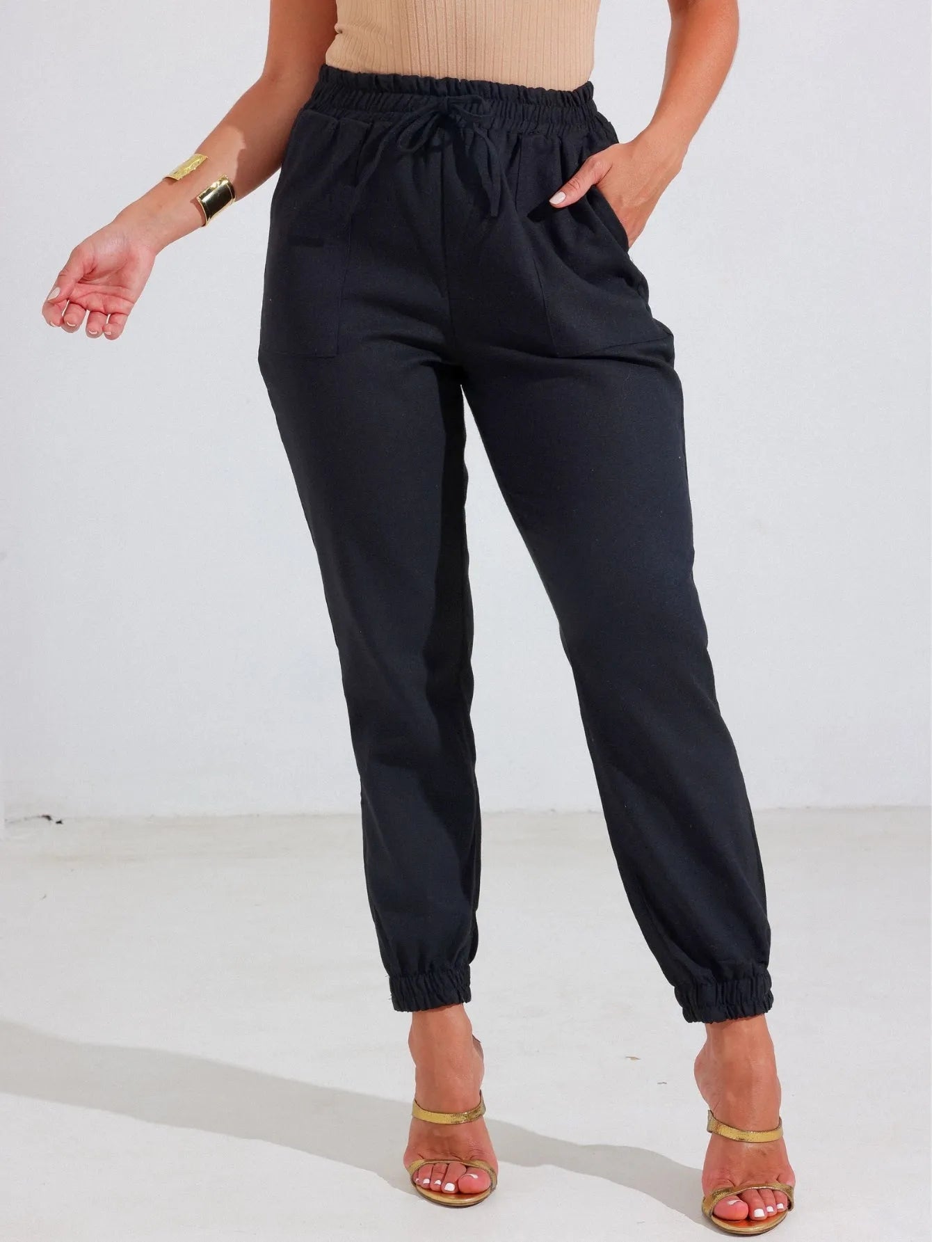 Calça Jogger Linho Cintura Confortável