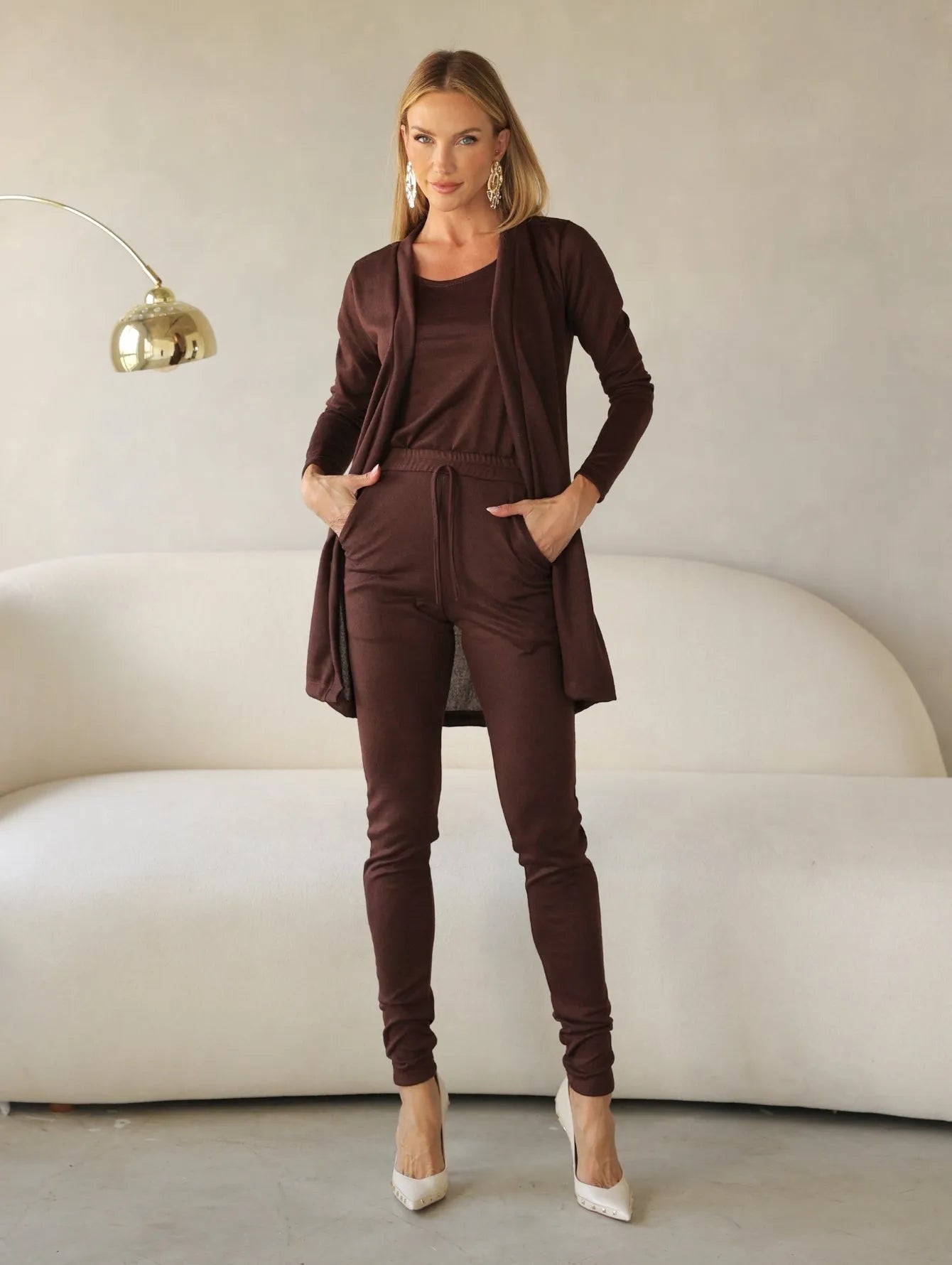 Conjunto Lanzinha Cardigan Regata Calça Slim