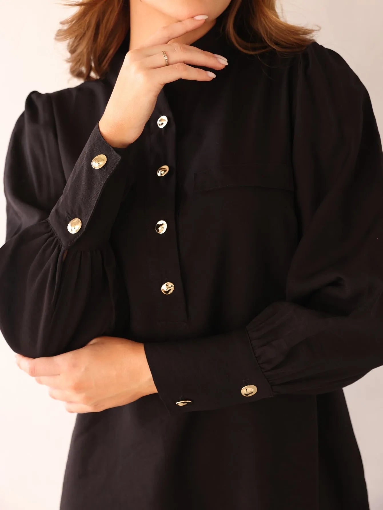 Vestido Alfaiataria Manga Longa Bufante