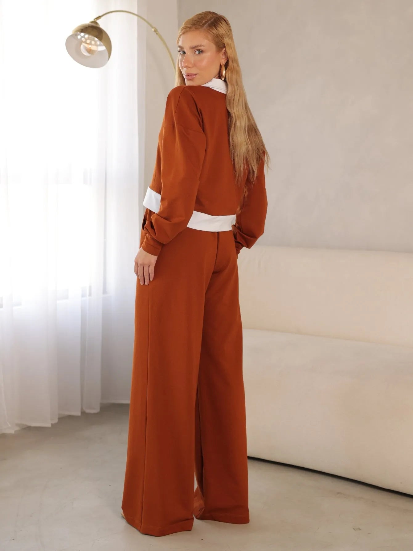 Conjunto Moletinho Cropped Polo Wide Leg