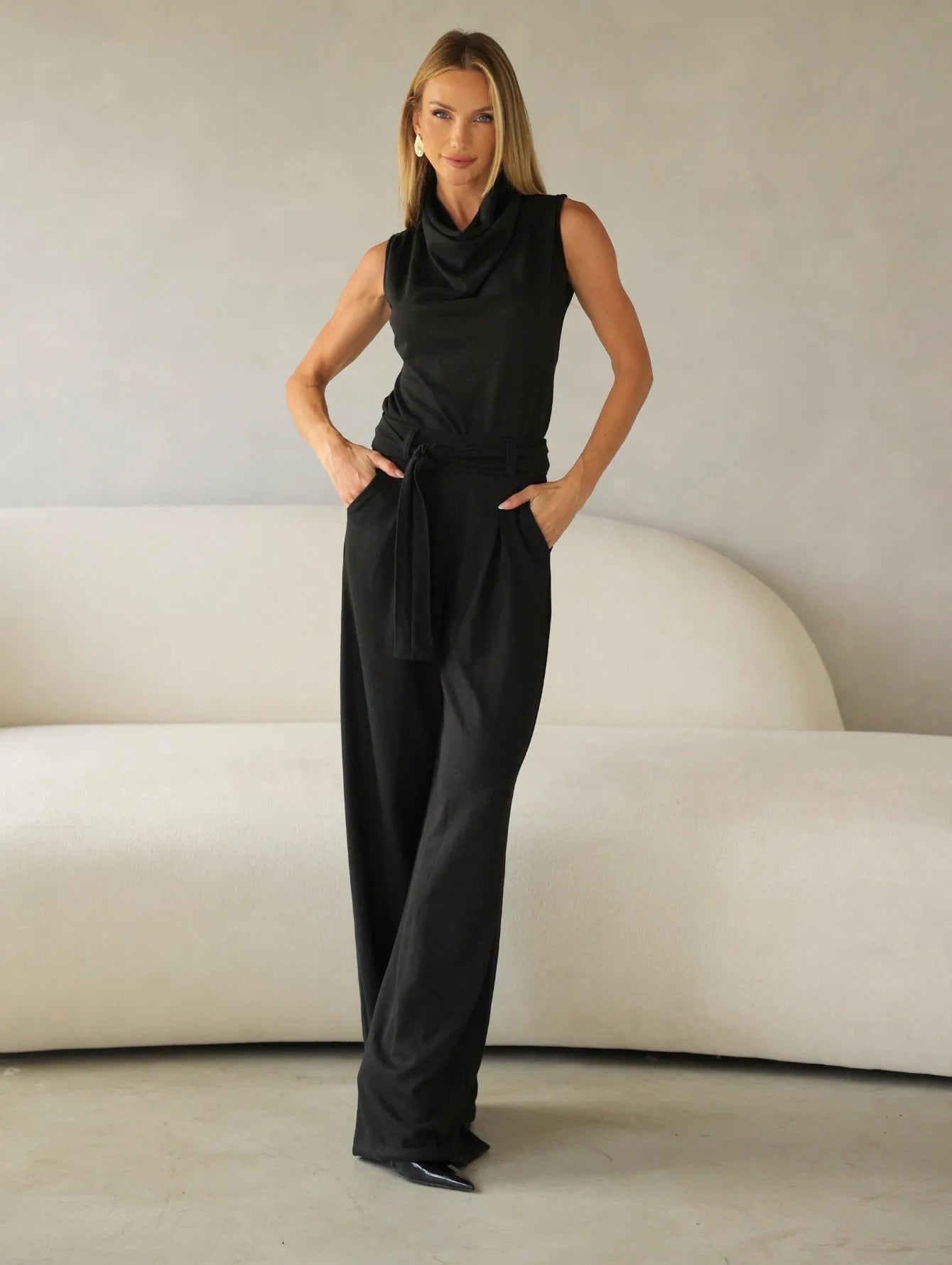 Conjunto Lanzinha Pantalona Gola Alta Cinto