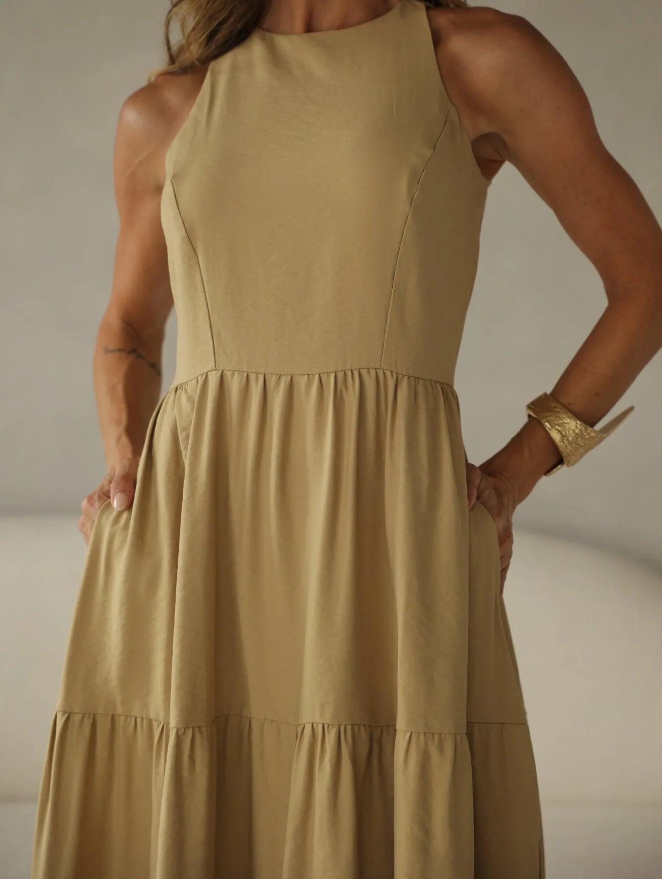 Vestido Longo Alfaiataria Sem Manga