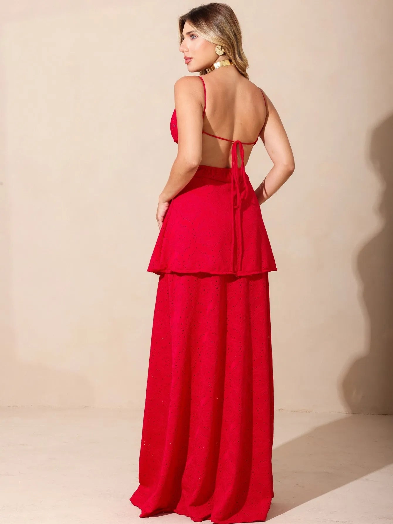 Vestido Longo Malha Laise Decote V