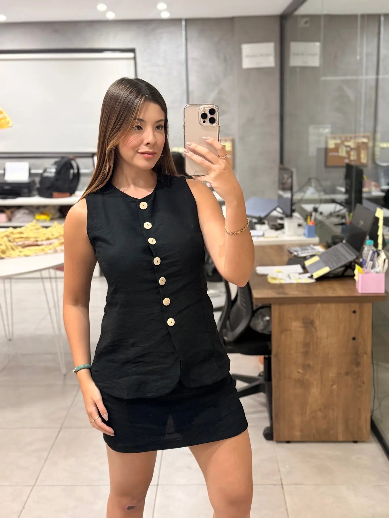 Conjunto Viscose Colete Short Saia