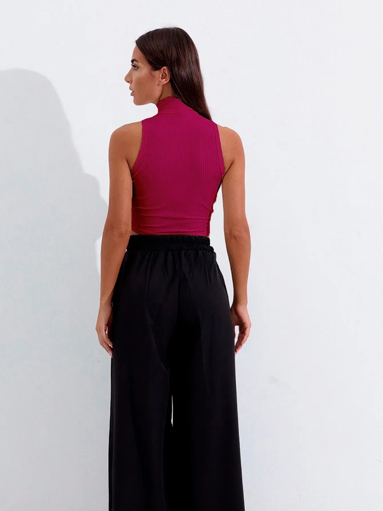 Cropped Regata Canelado Gola Alta