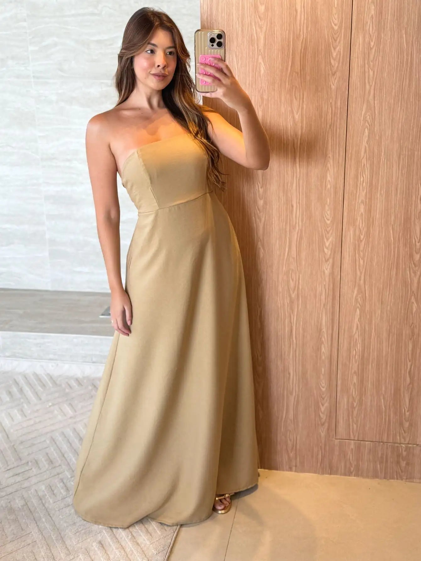 Vestido Longo Alfaiataria Tomara Que Caia