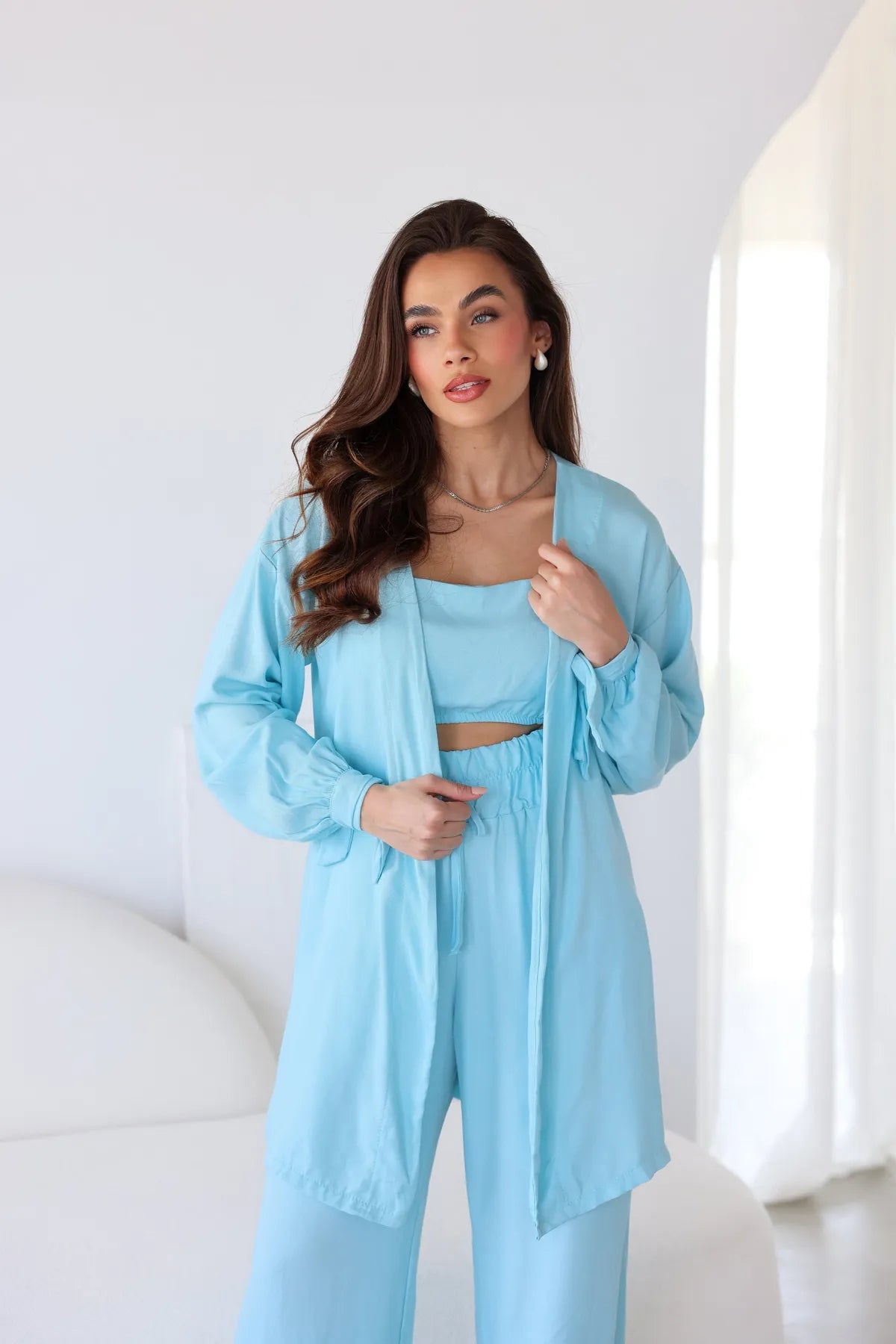 Conjunto Twill Kimono Pantalona Top