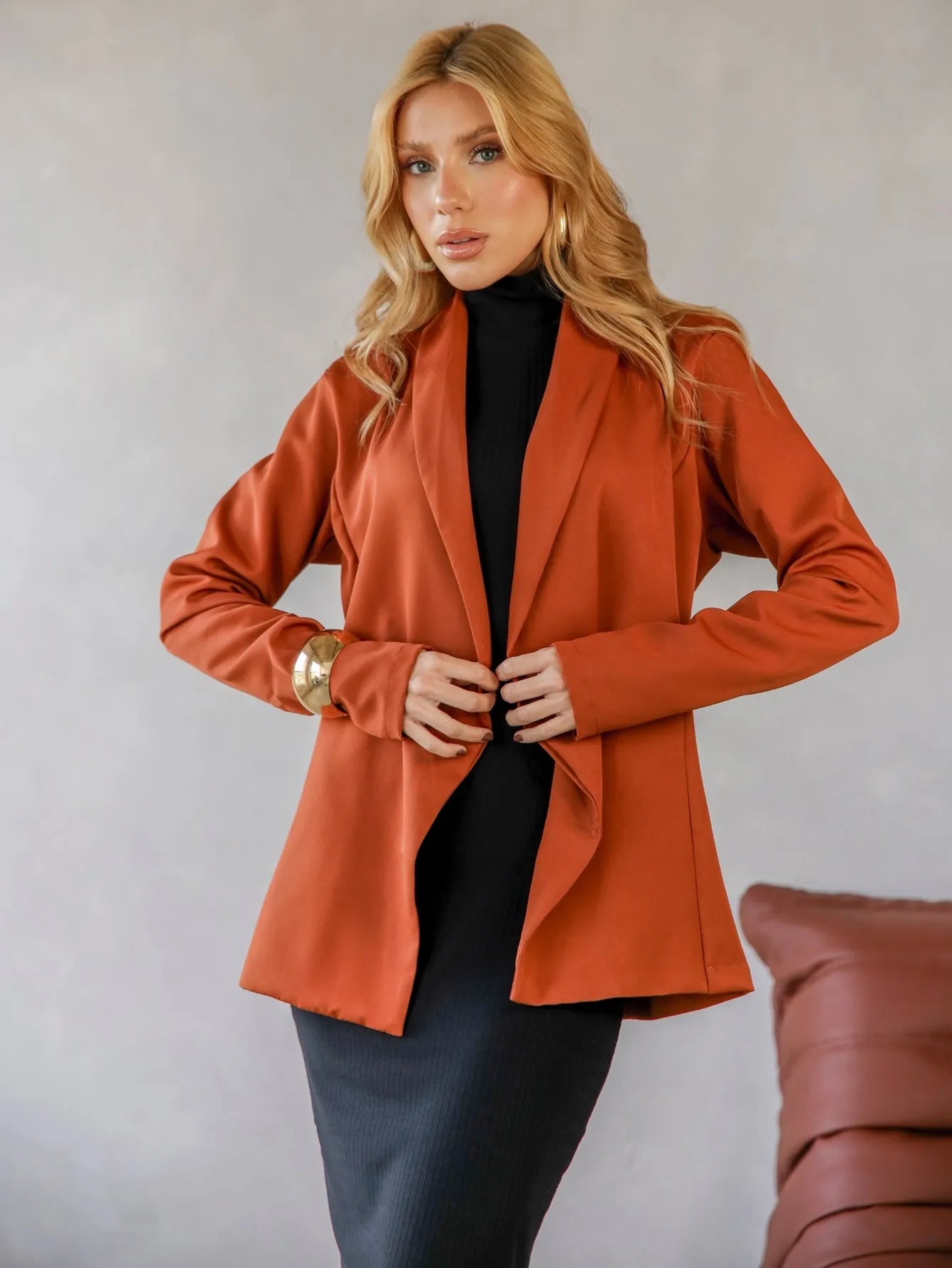 Blazer Alfaiataria Corte Reto Acinturado