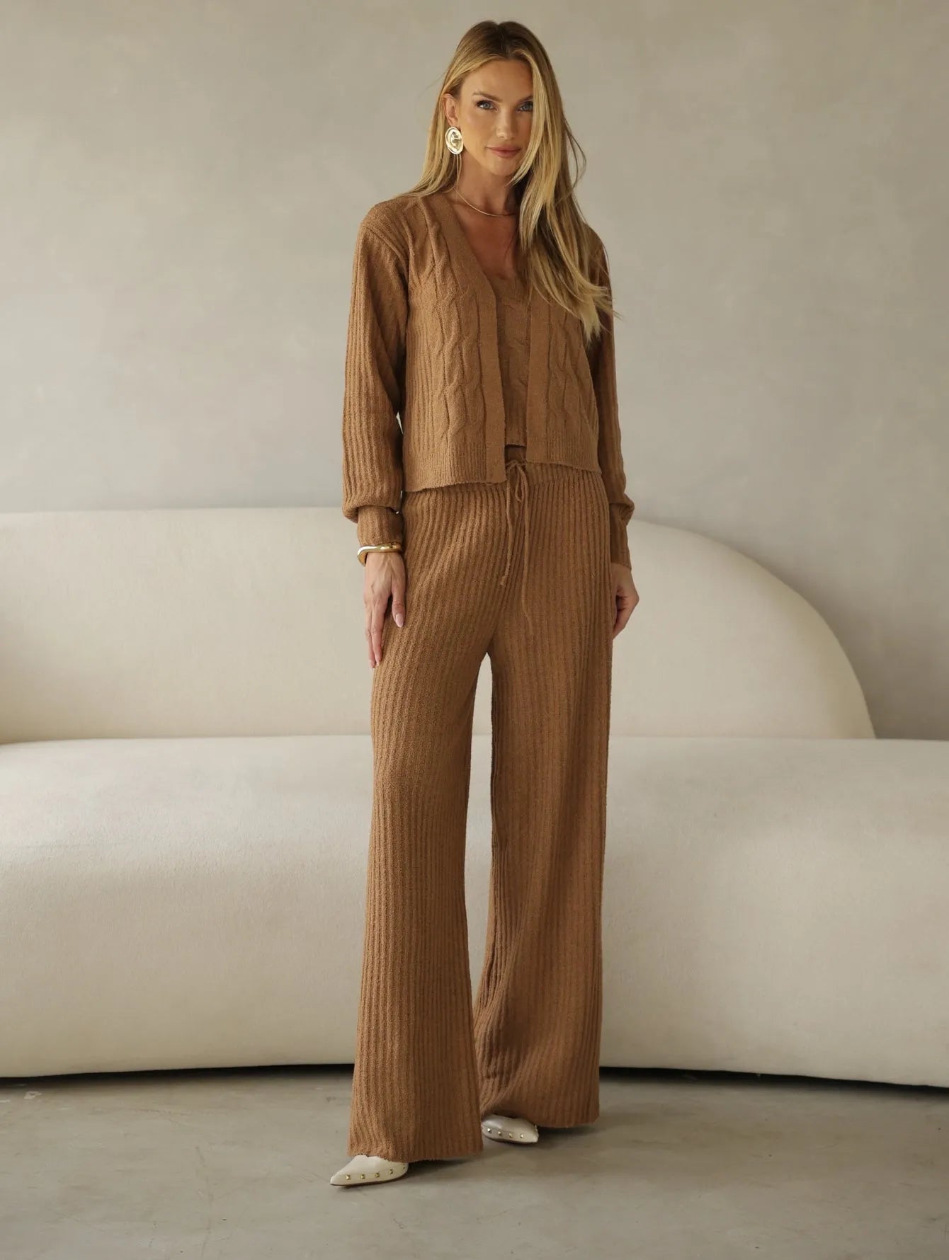 Conjunto Tricot Modal Cardigan Regata Calça