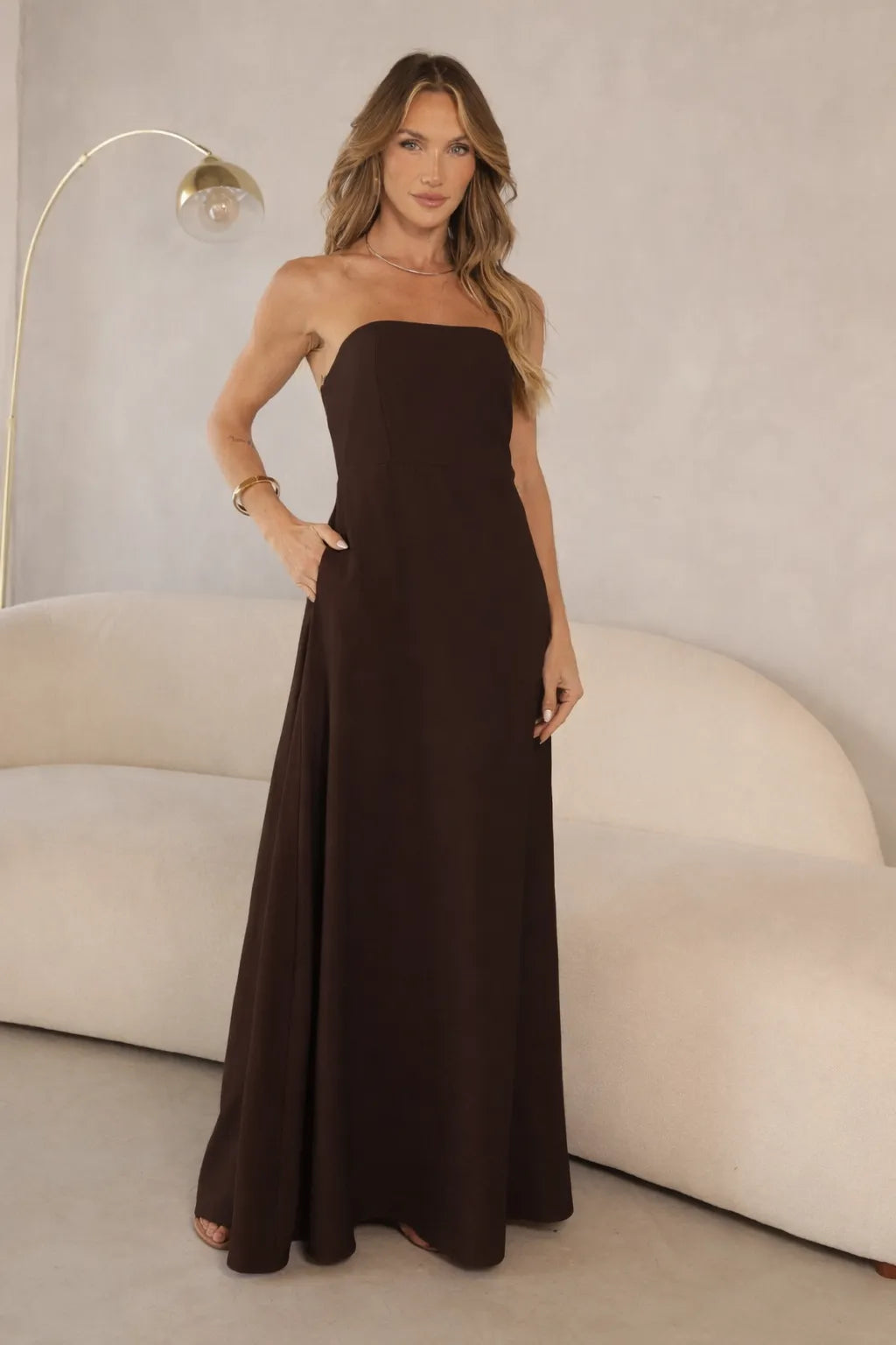 Vestido Longo Linho Tomara Que Caia
