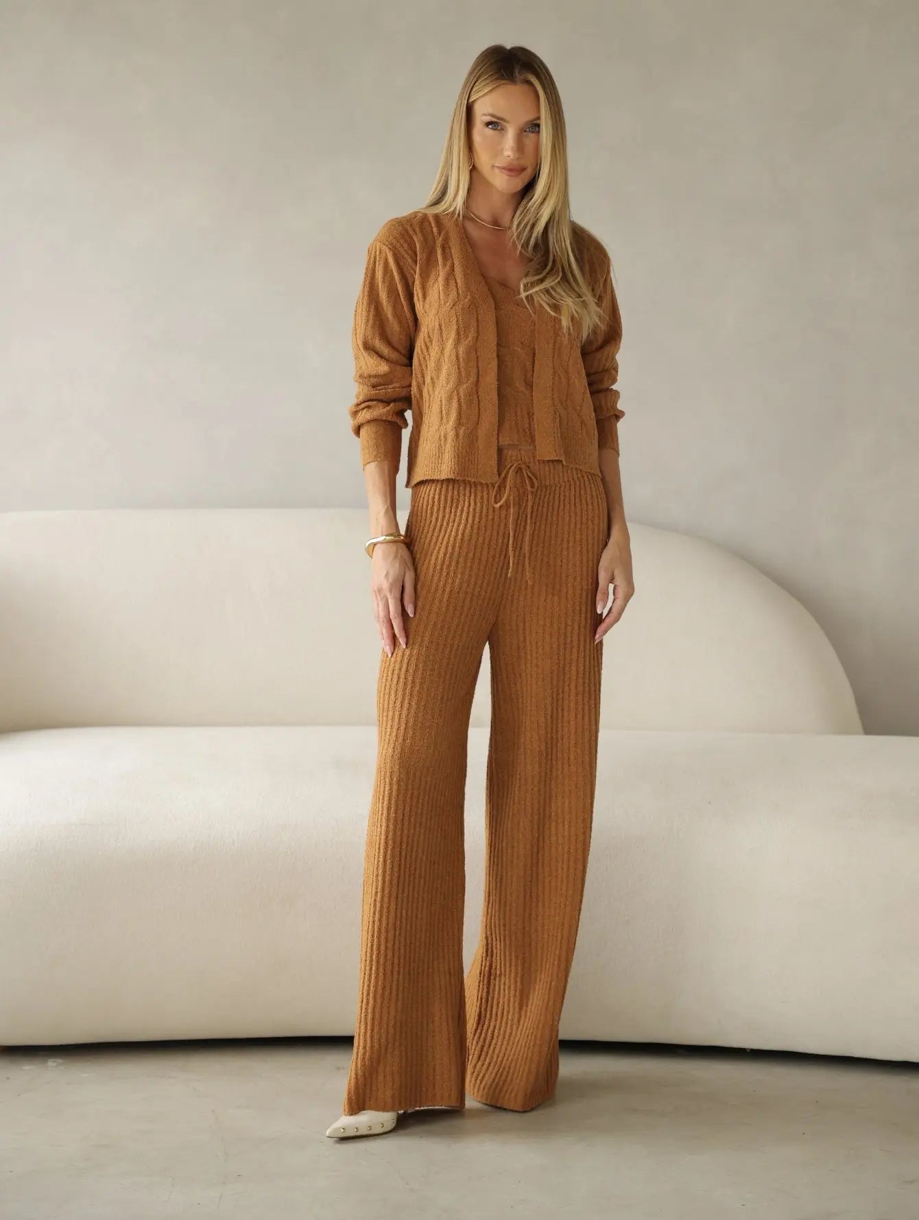 Conjunto Tricot Modal Cardigan Regata Calça