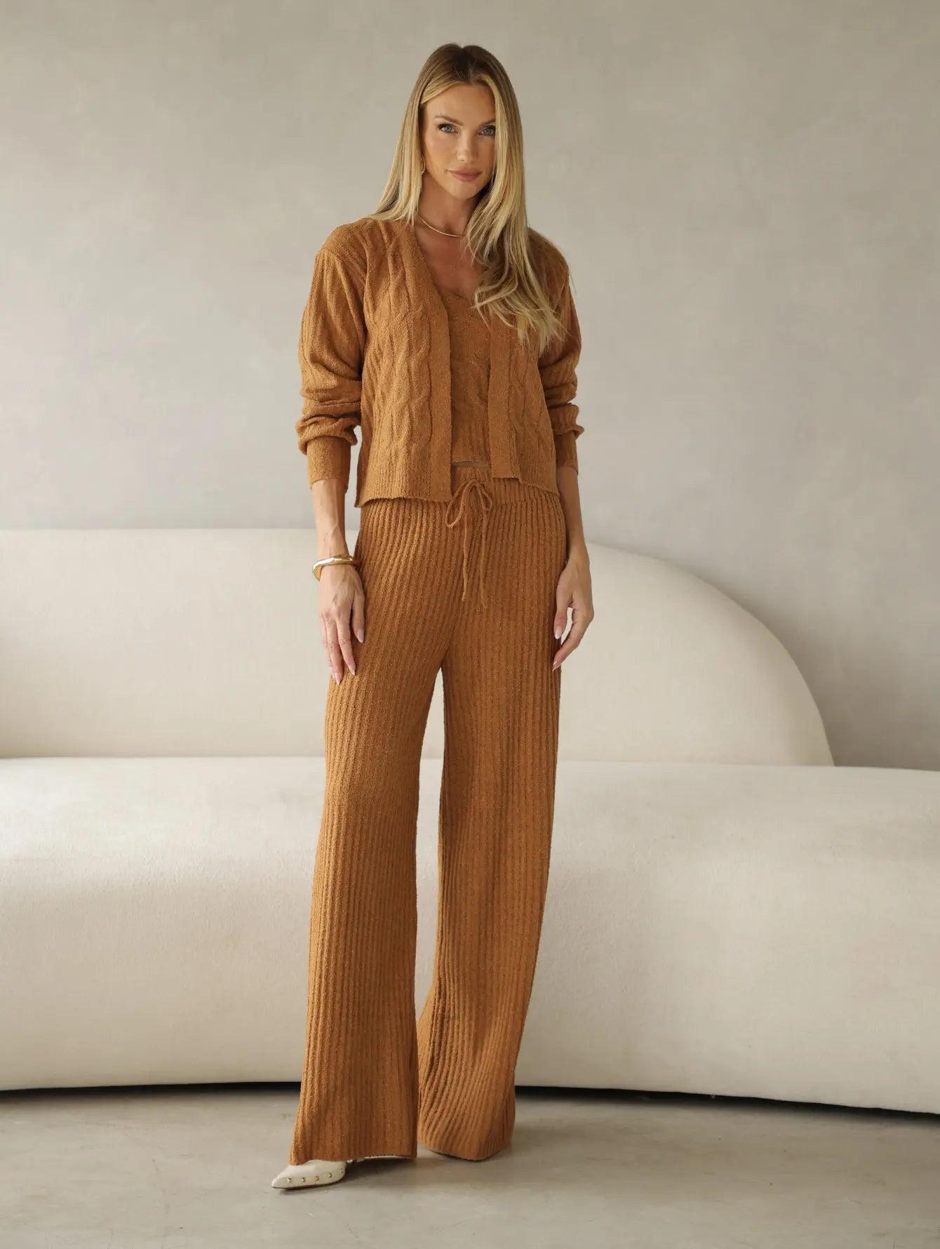 Conjunto Tricot Modal Cardigan Regata Calça