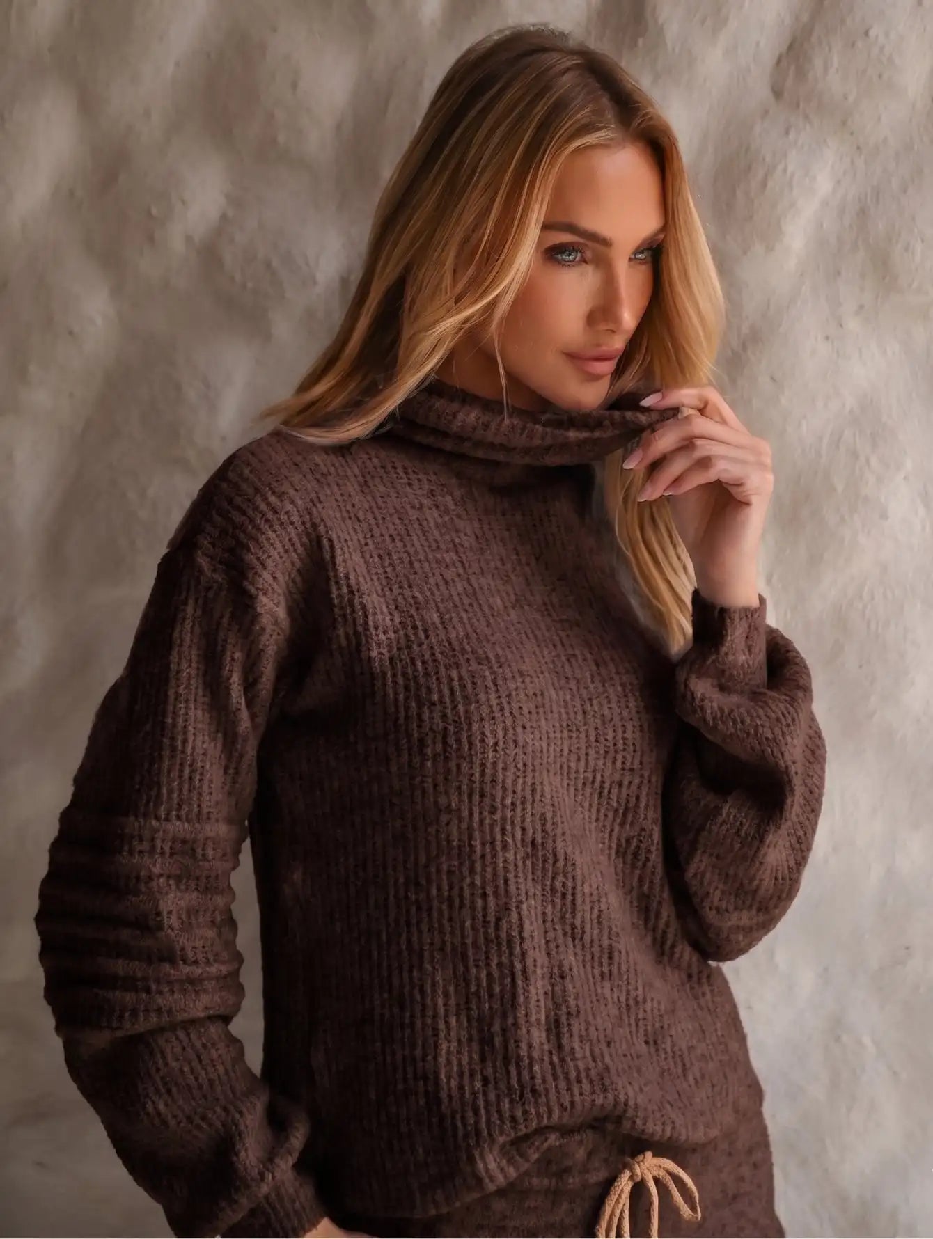 Conjunto Tricot Modal Gola Alta Calça