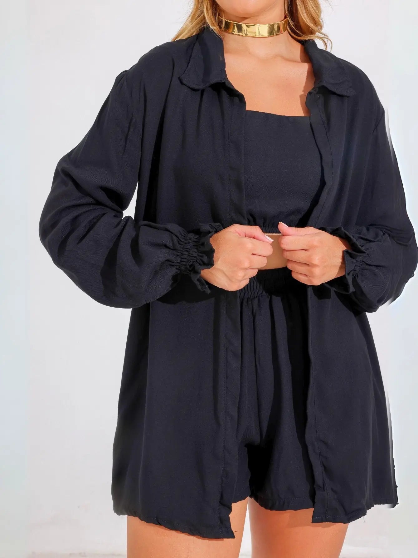 Conjunto Twill Cropped Short Kimono