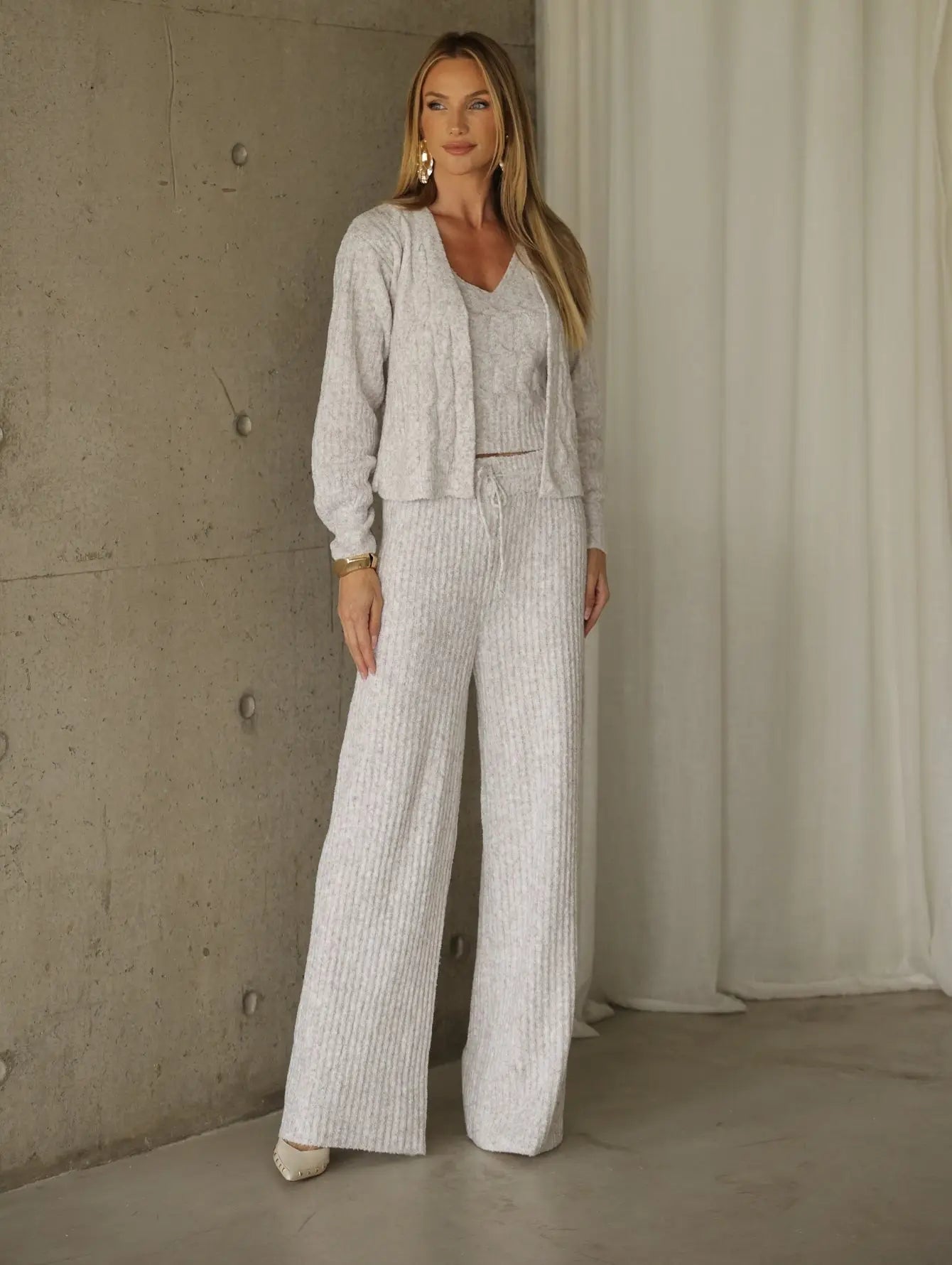 Conjunto Tricot Modal Cardigan Regata Calça