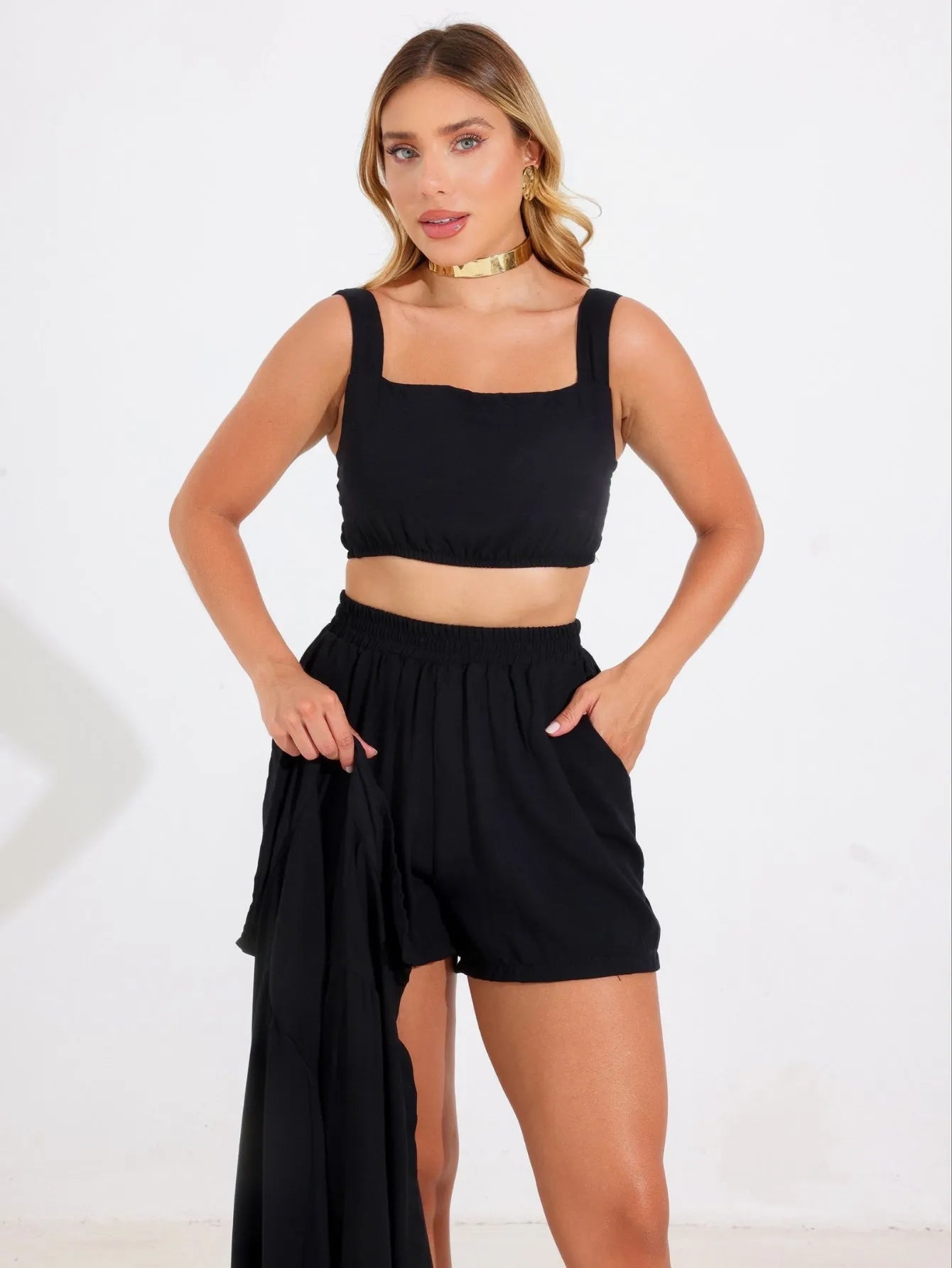 Conjunto Twill Cropped Short Kimono