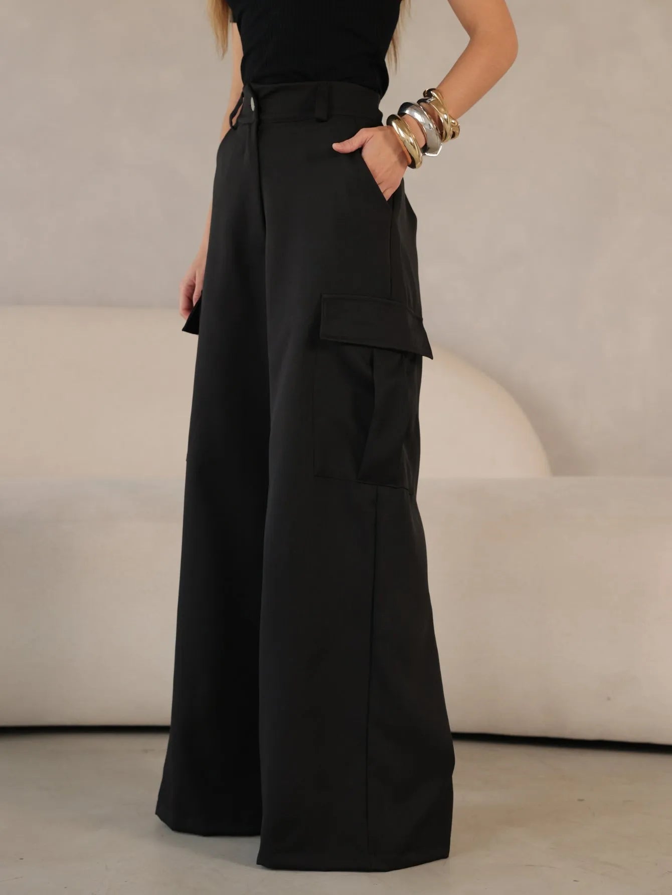 Calça Cargo Pantalona Alfaiataria