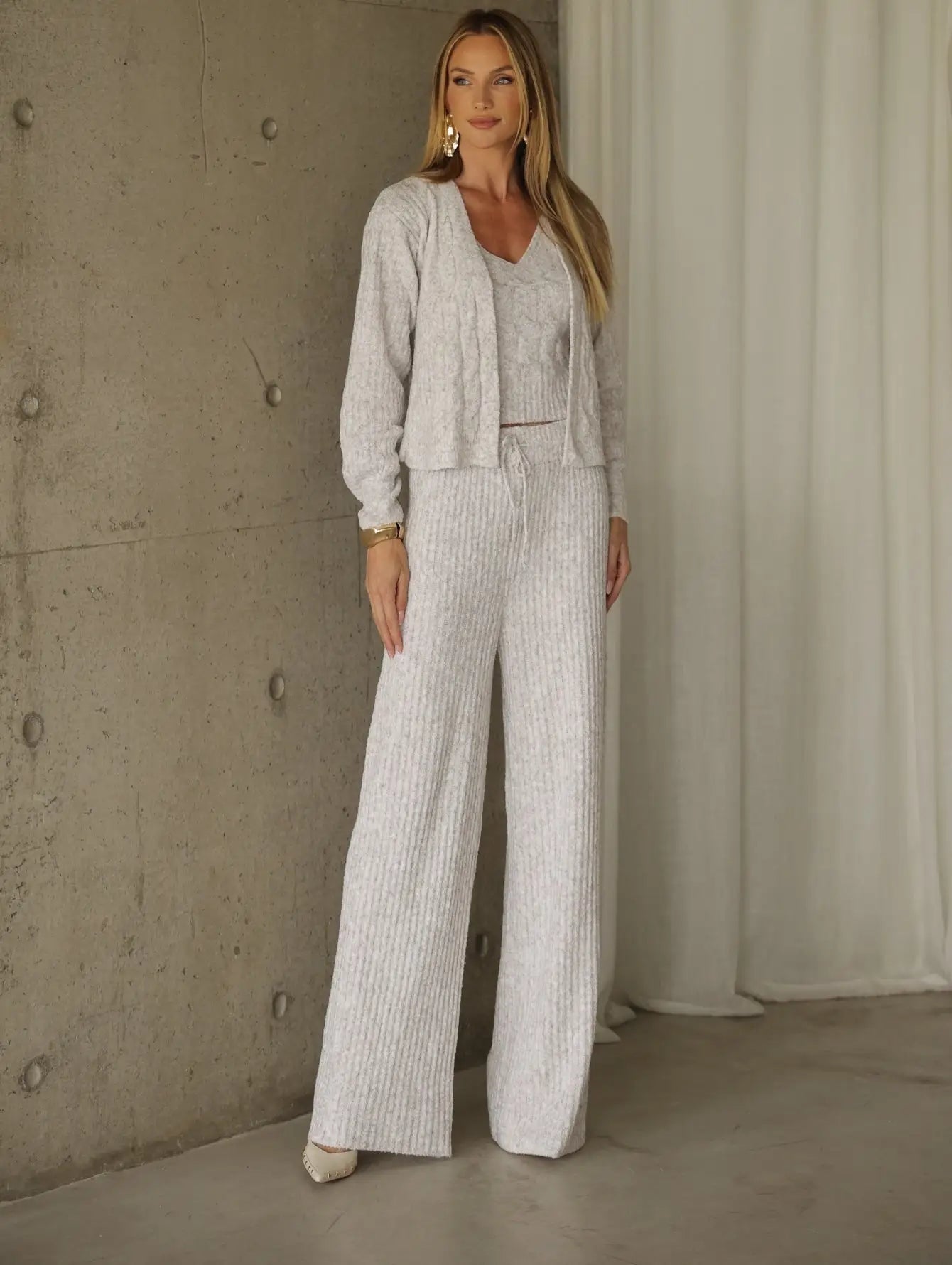 Conjunto Tricot Modal Cardigan Regata Calça