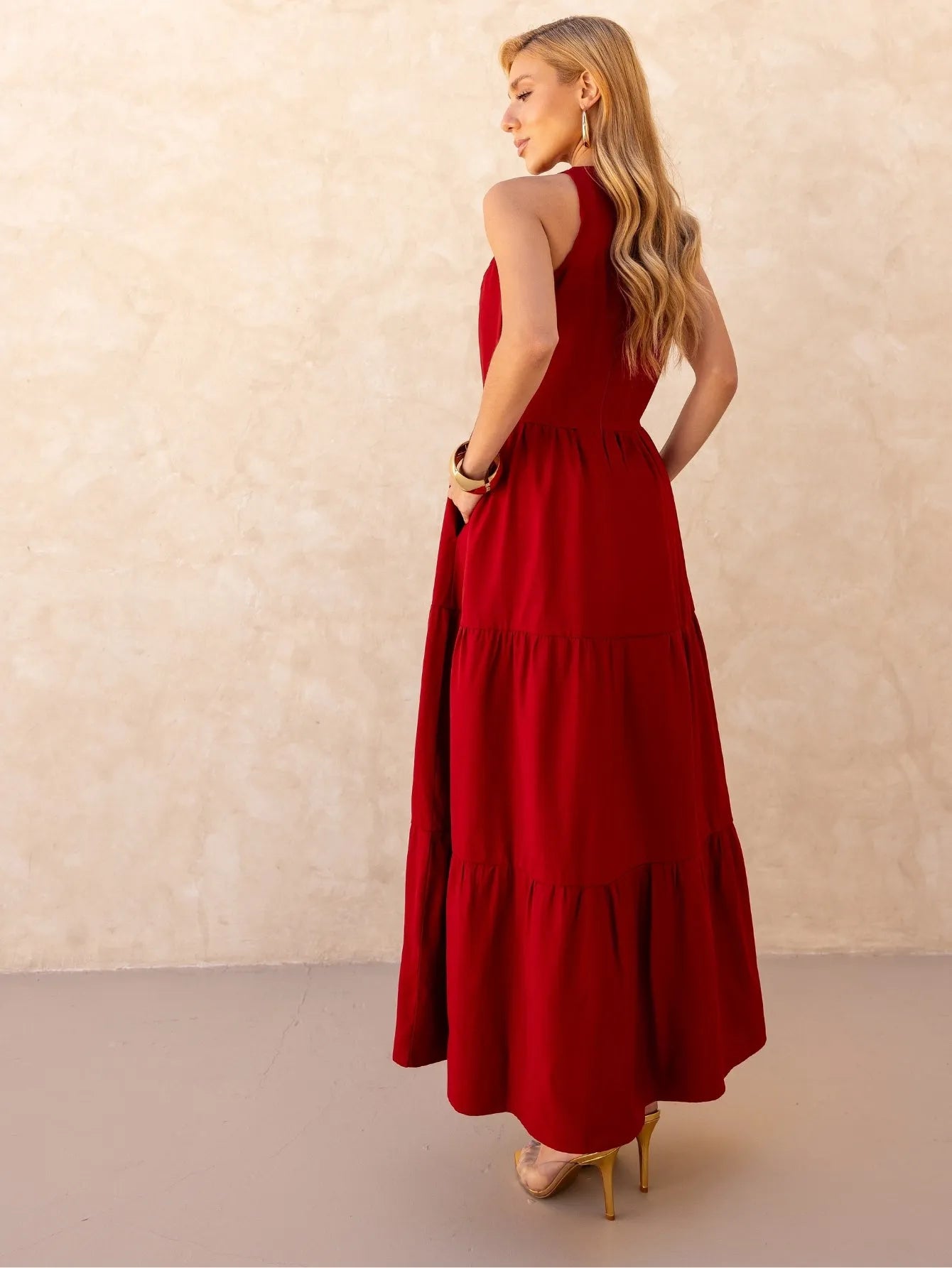 Vestido Longo Alfaiataria Sem Manga