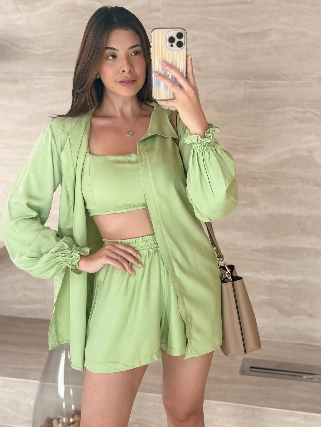 Conjunto Twill Cropped Short Kimono