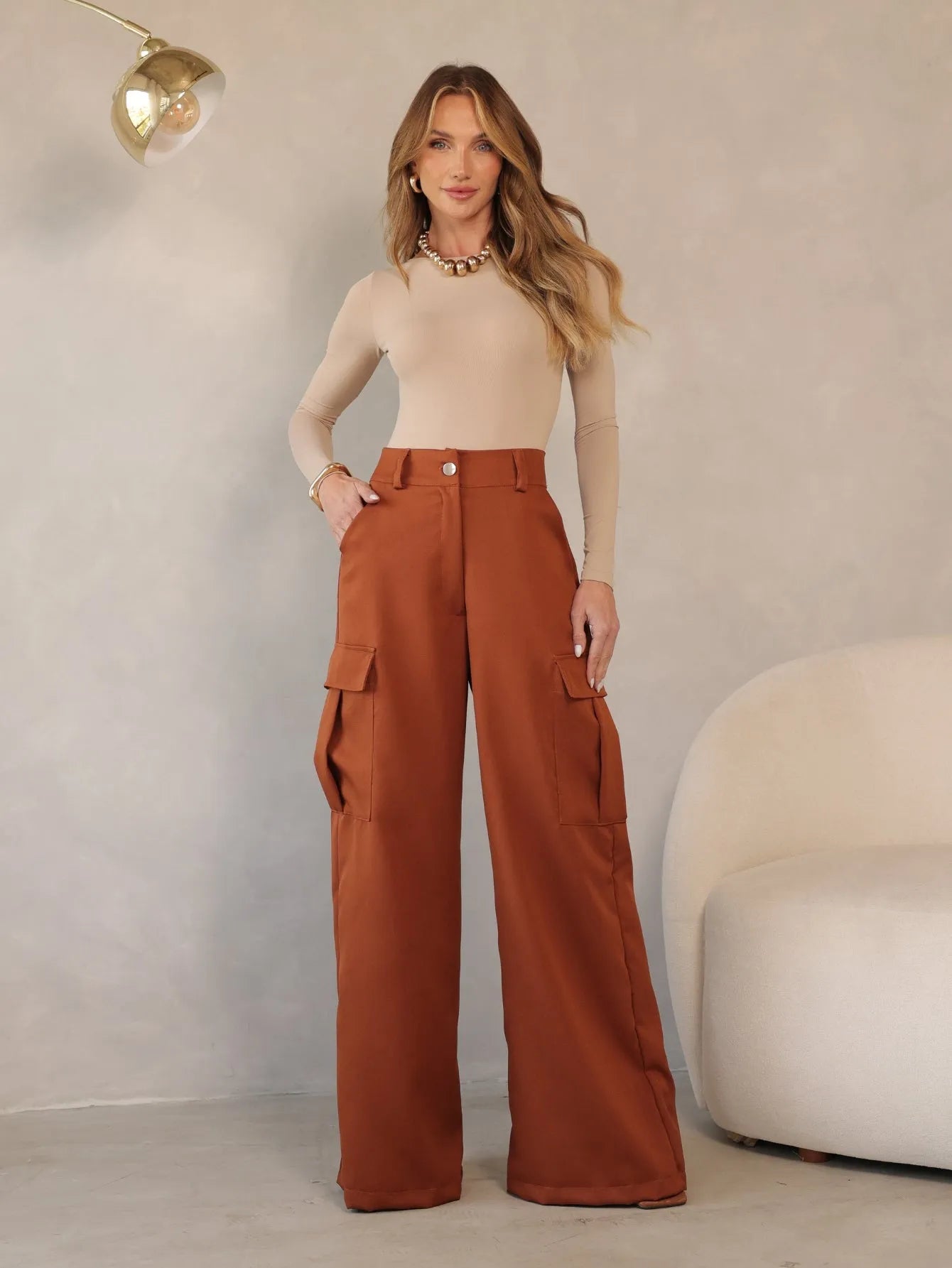 Calça Cargo Pantalona Alfaiataria