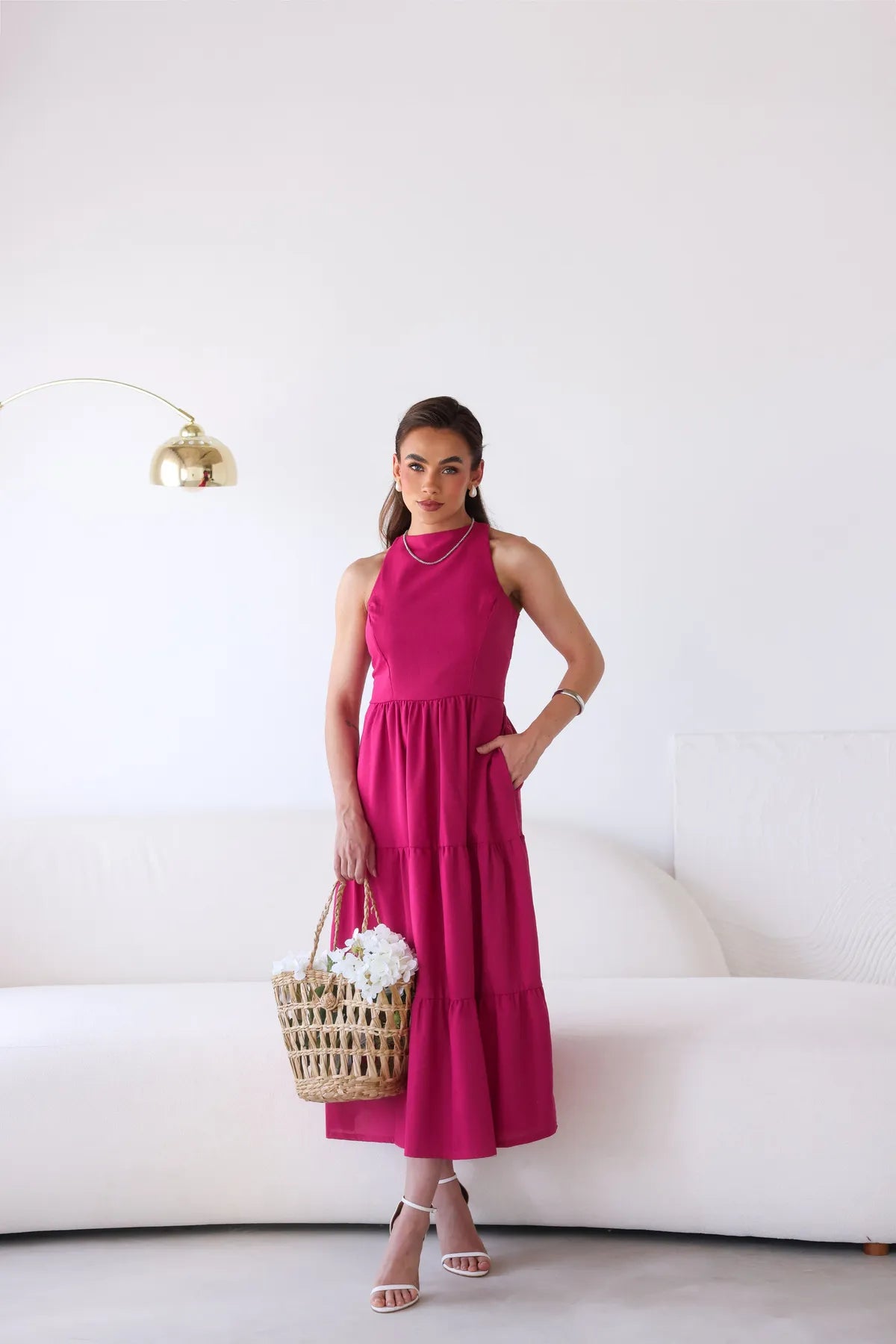 Vestido Longo Linho Sem Manga