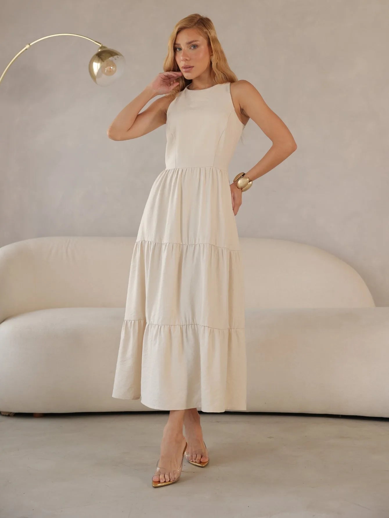 Vestido Longo Alfaiataria Sem Manga