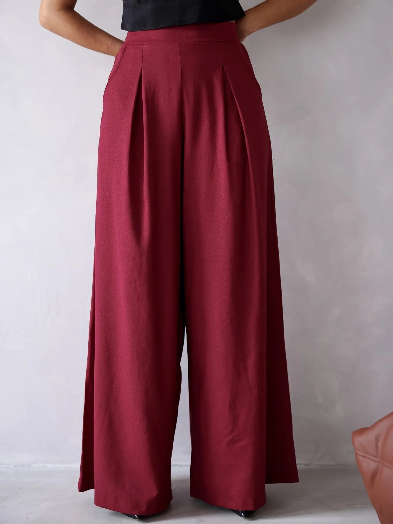 Calça Pantalona Linho Cintura Alta
