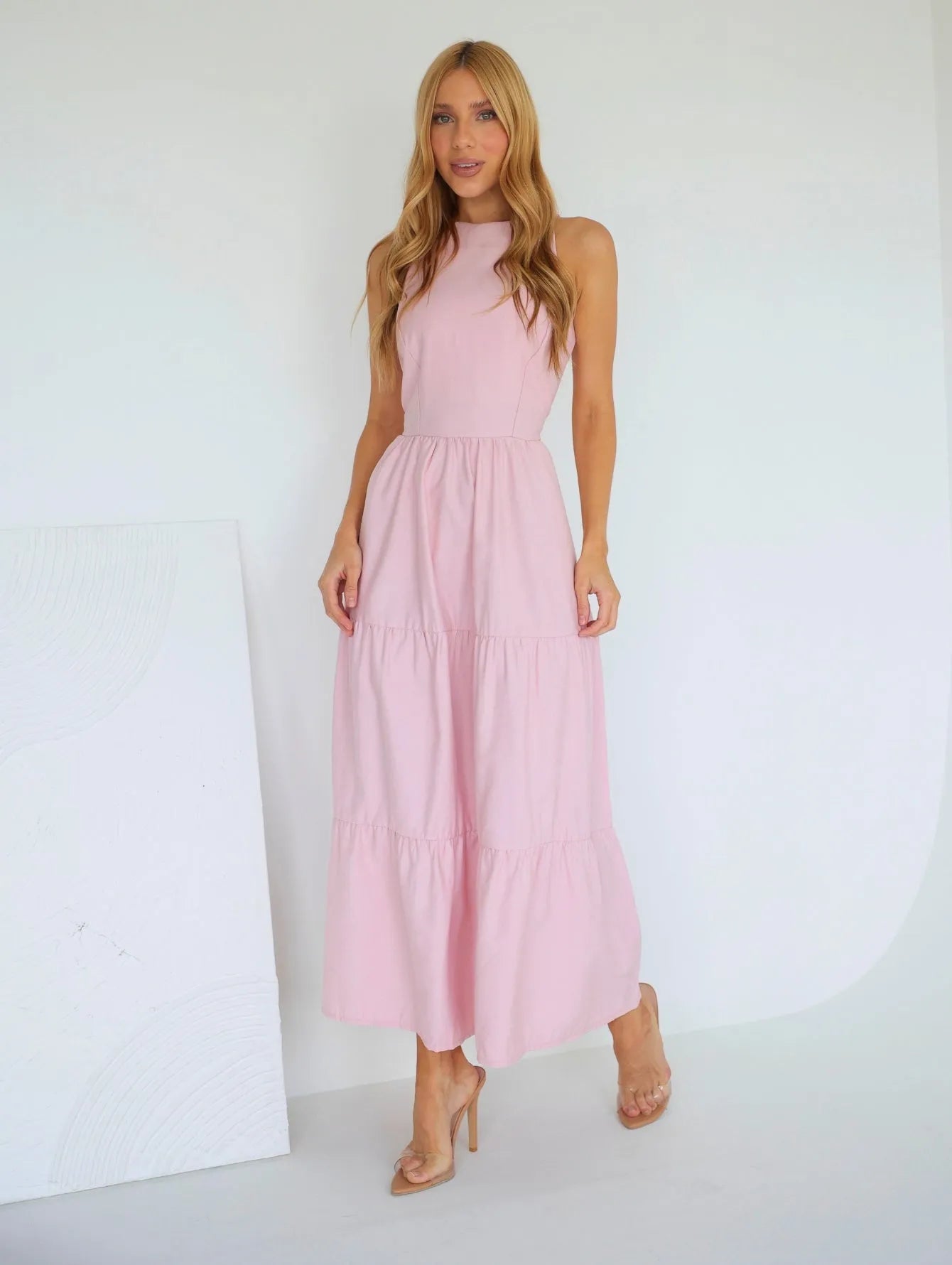 Vestido Longo Alfaiataria Sem Manga